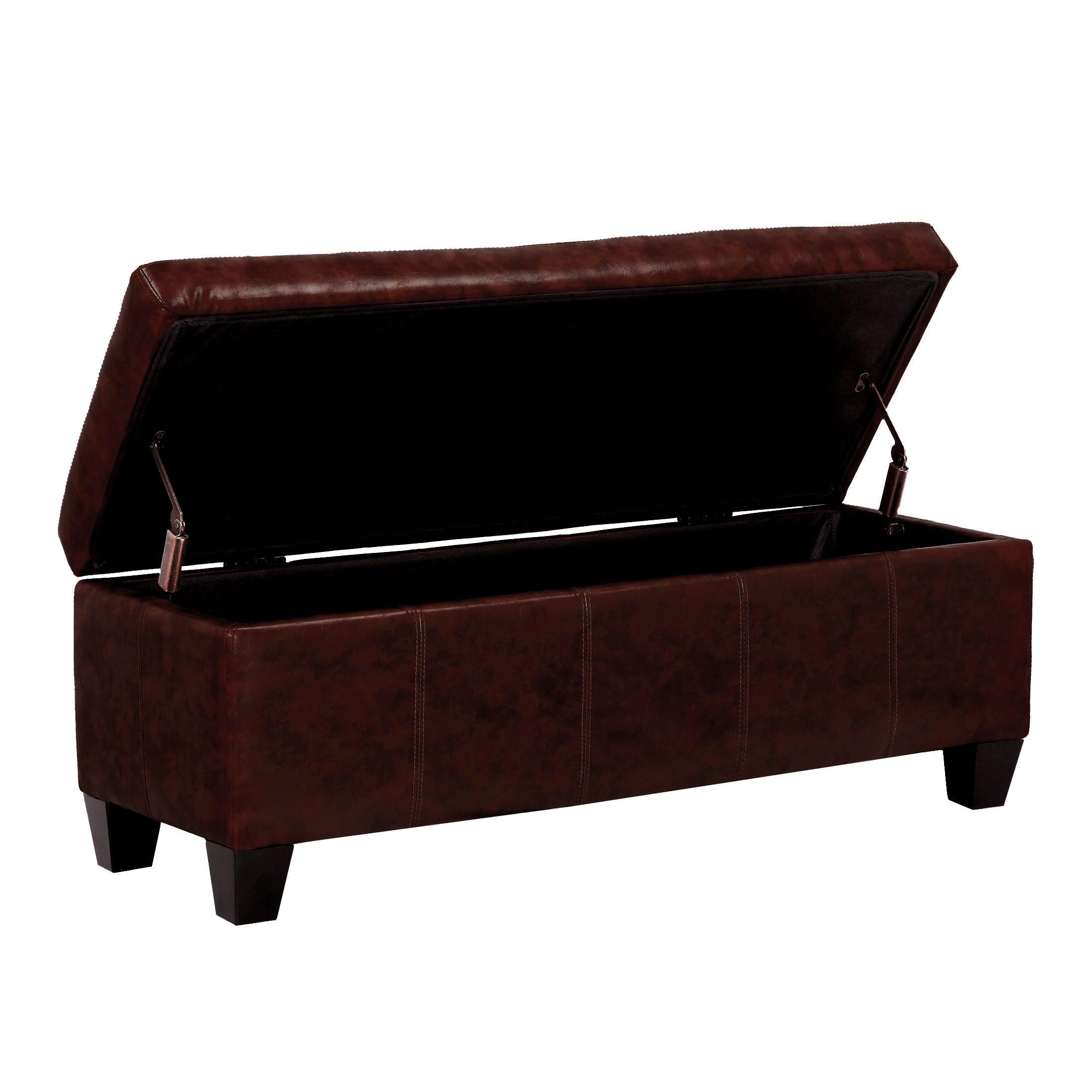 Baltimore Faux Leather Upholstered Storage Ottoman Bench - Costaelm