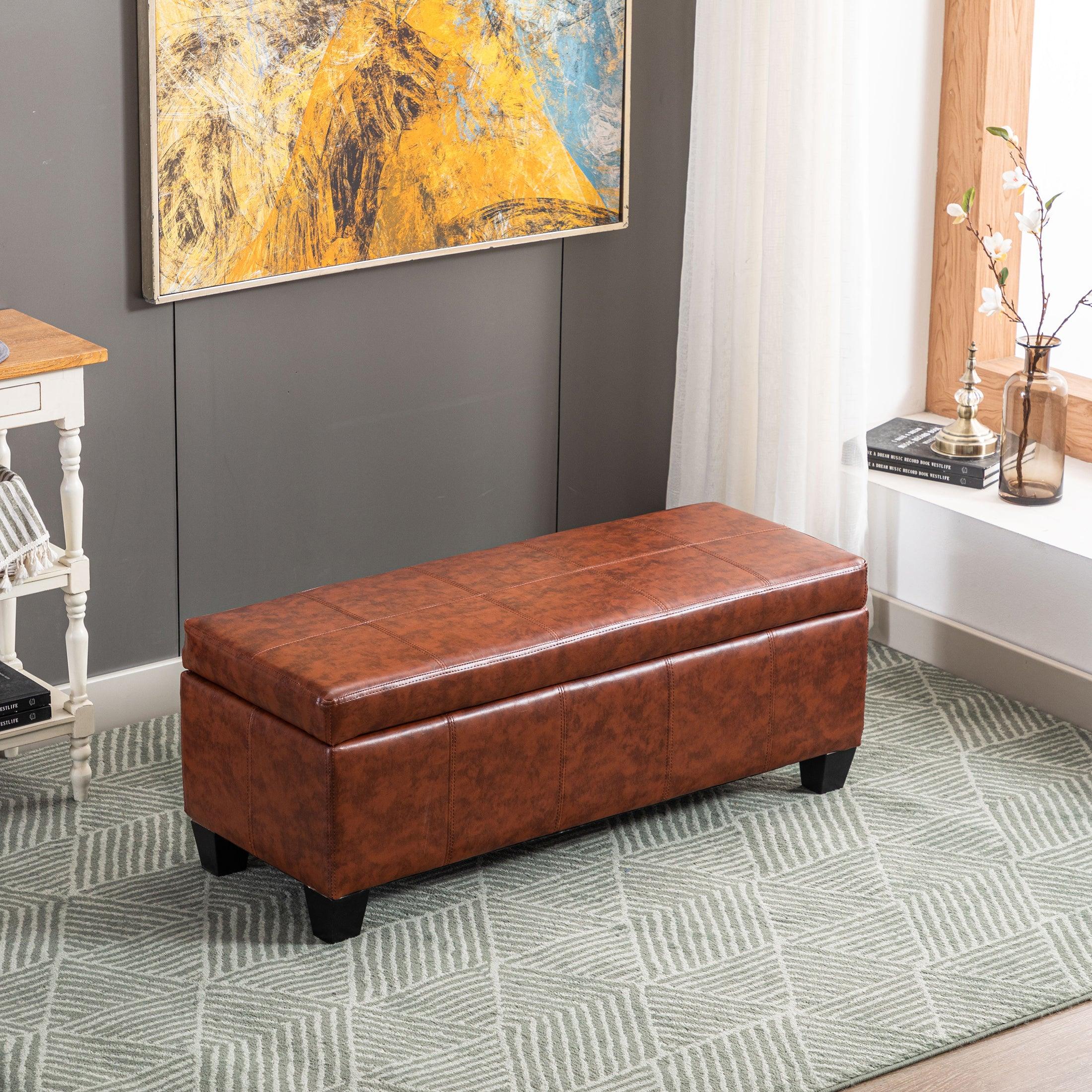 Baltimore Faux Leather Upholstered Storage Ottoman Bench - Costaelm