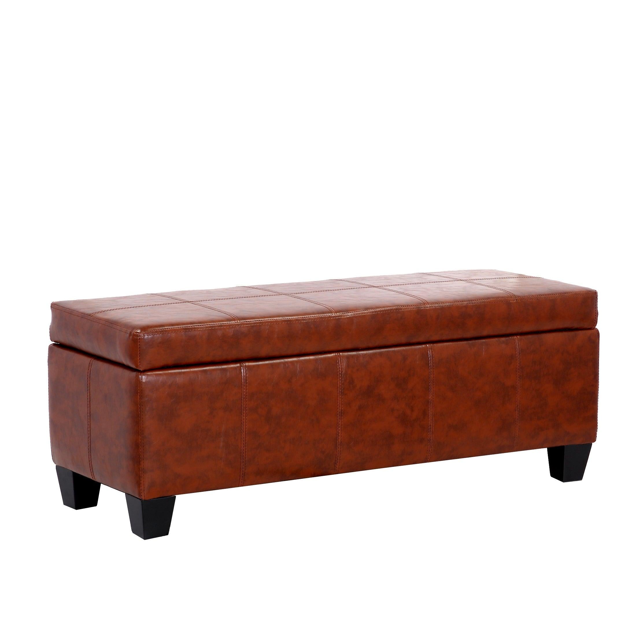 Baltimore Faux Leather Upholstered Storage Ottoman Bench - Costaelm