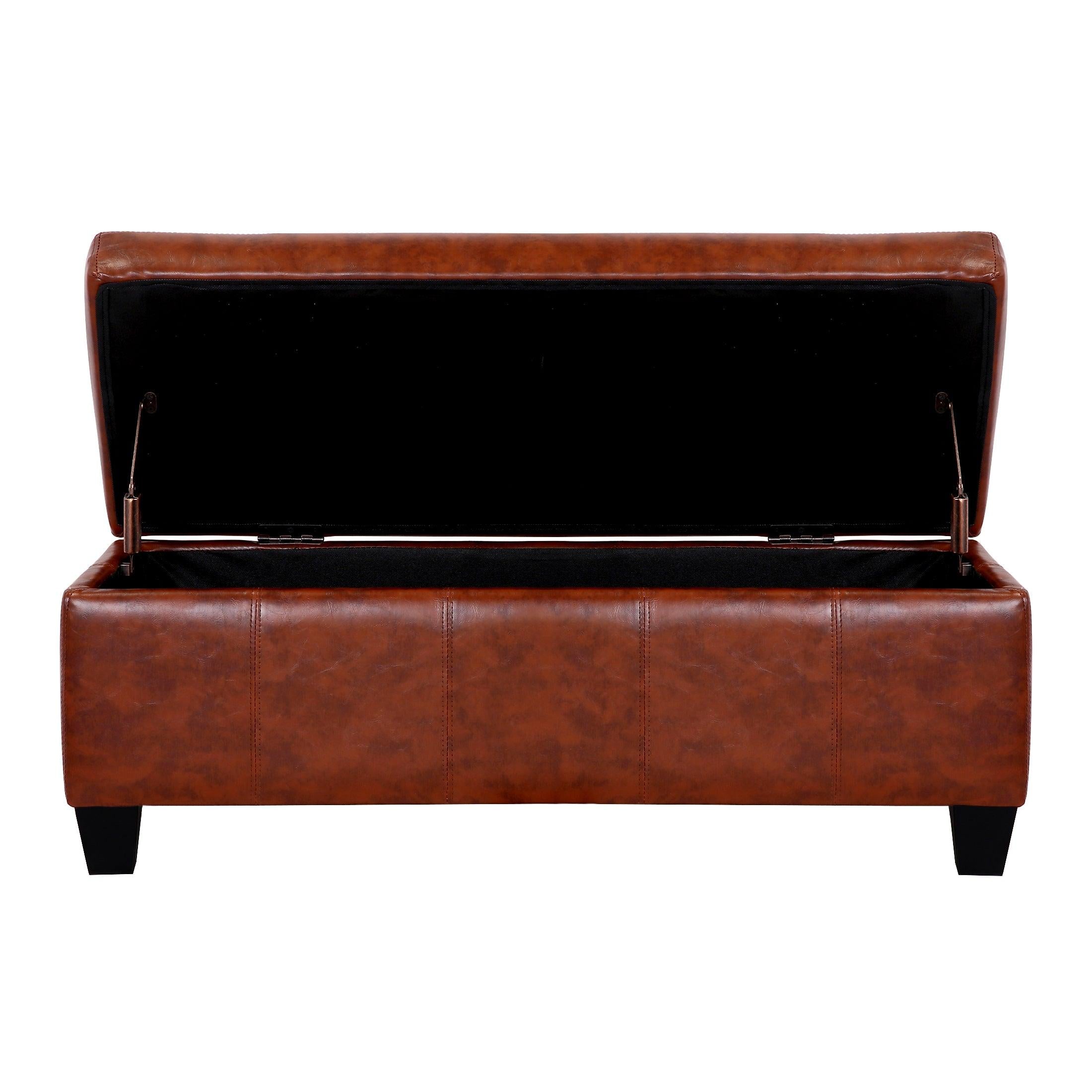 Baltimore Faux Leather Upholstered Storage Ottoman Bench - Costaelm