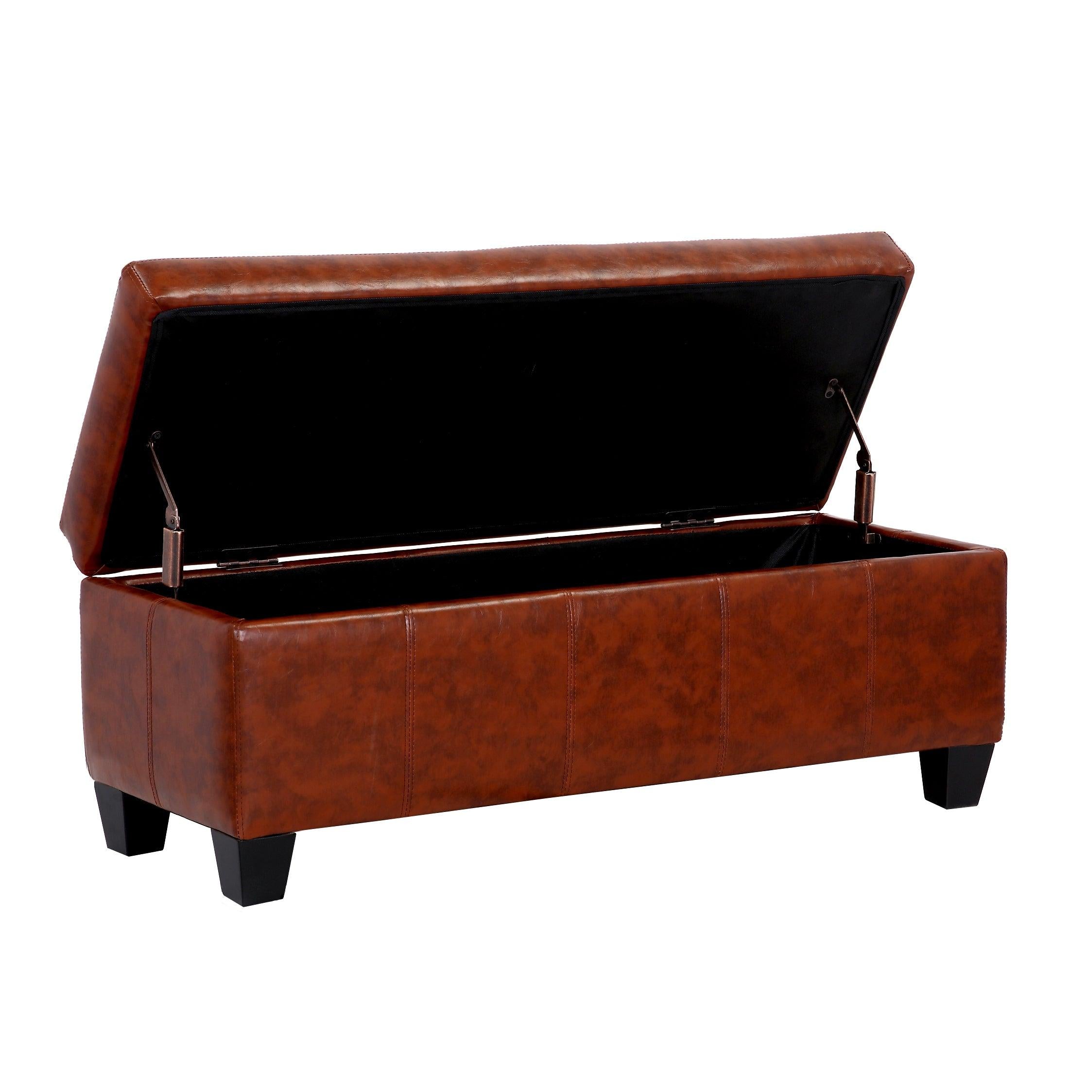 Baltimore Faux Leather Upholstered Storage Ottoman Bench - Costaelm