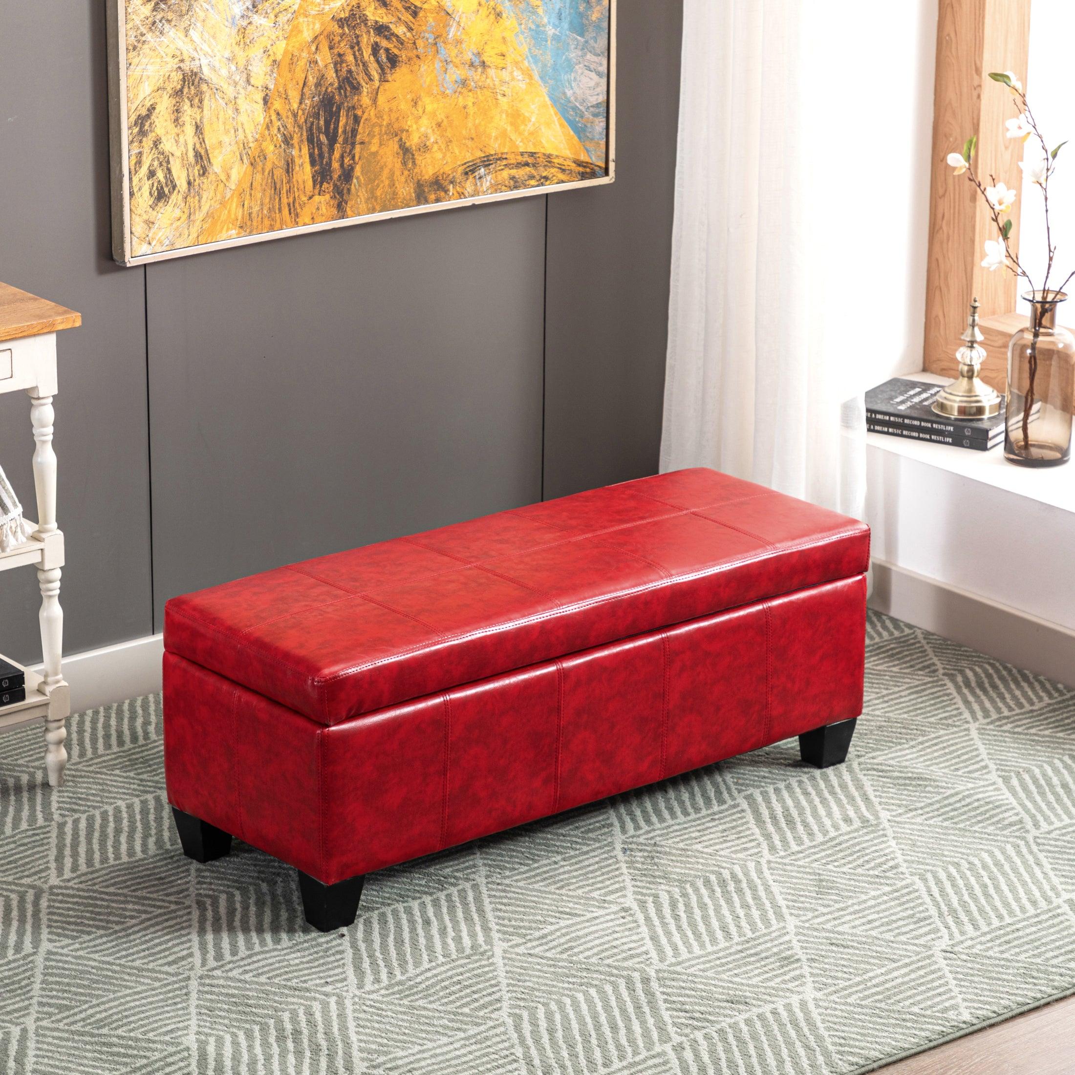 Baltimore Faux Leather Upholstered Storage Ottoman Bench - Costaelm