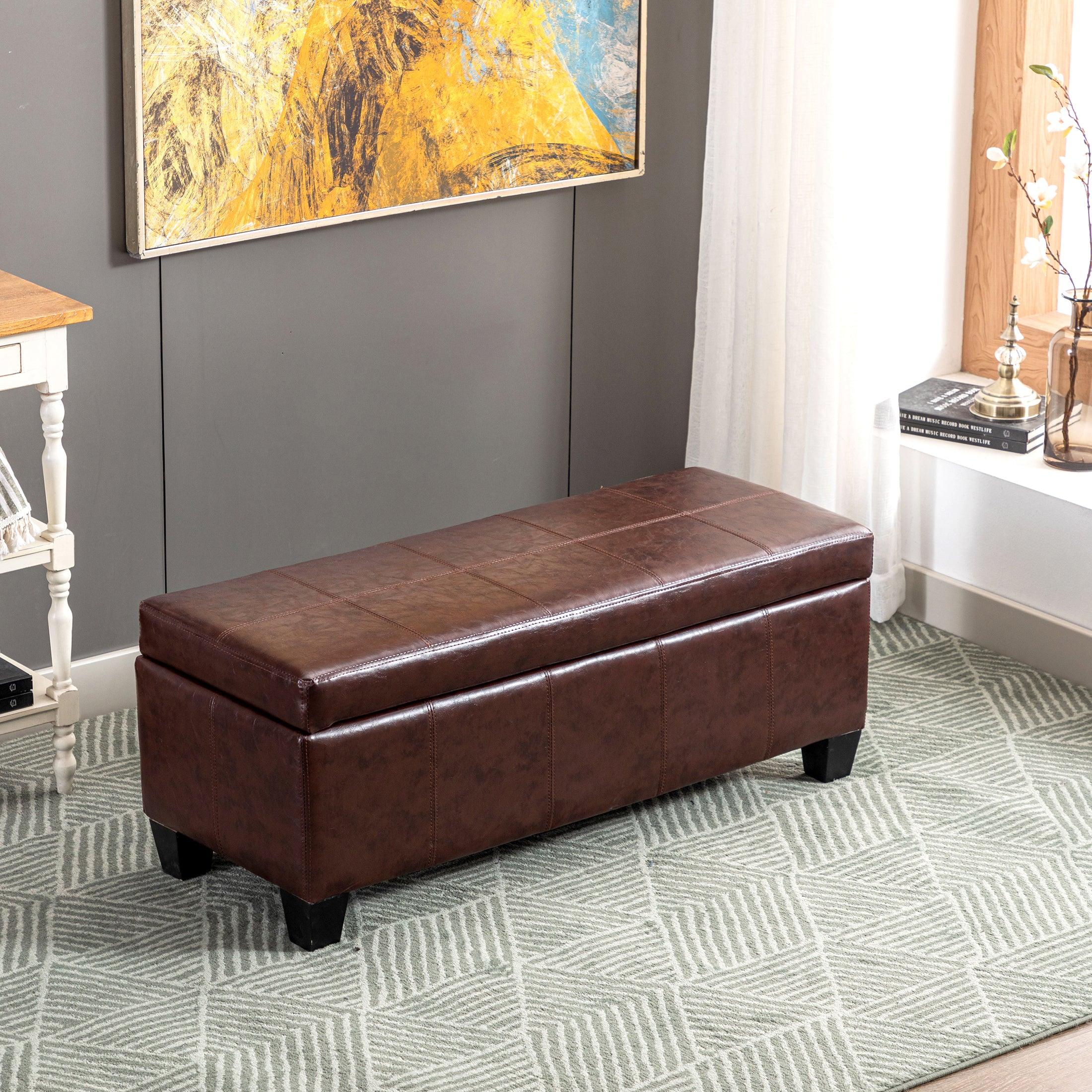 Baltimore Faux Leather Upholstered Storage Ottoman Bench - Costaelm