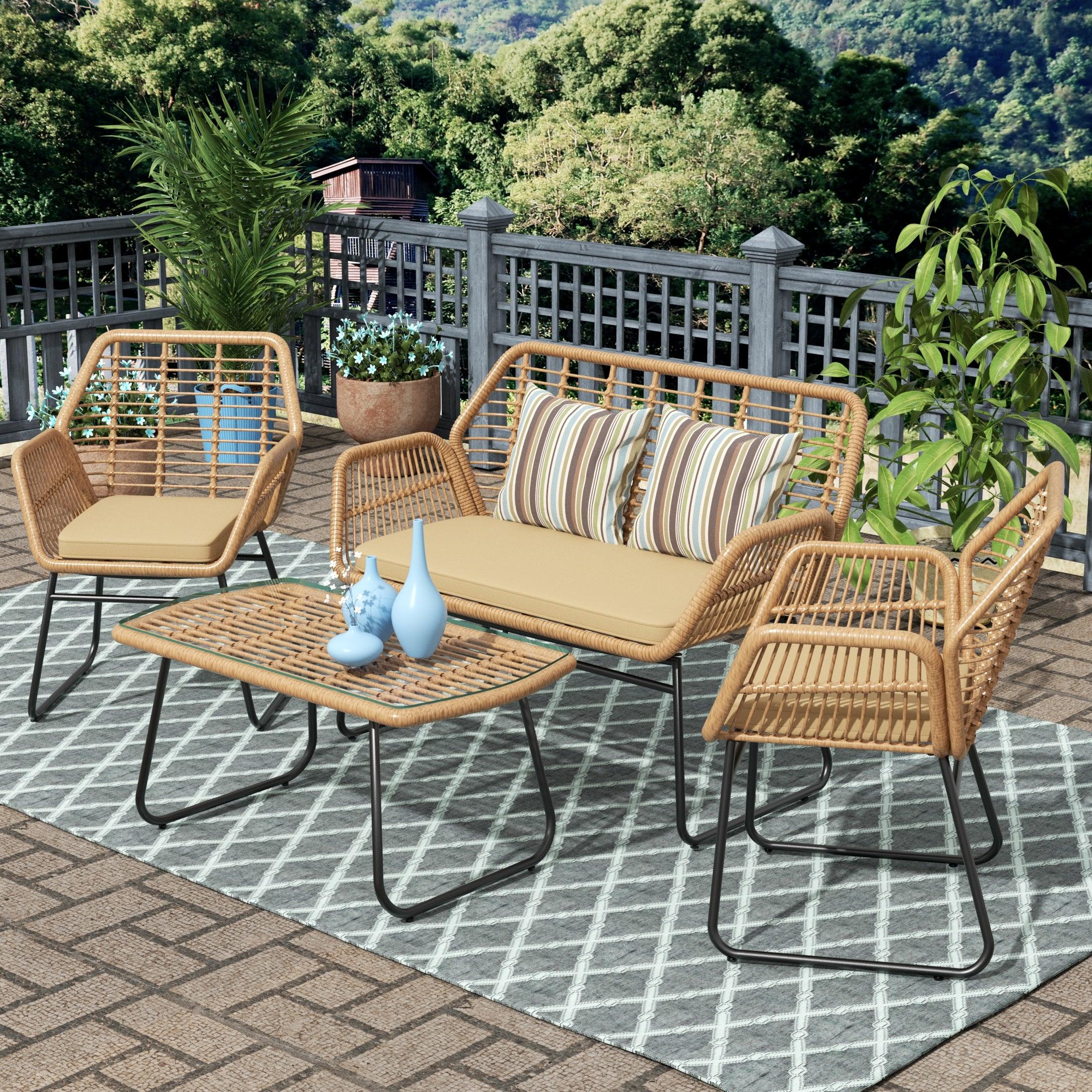 Belize 4-Piece Outdoor Patio Conversation Sofa Set - Costaelm