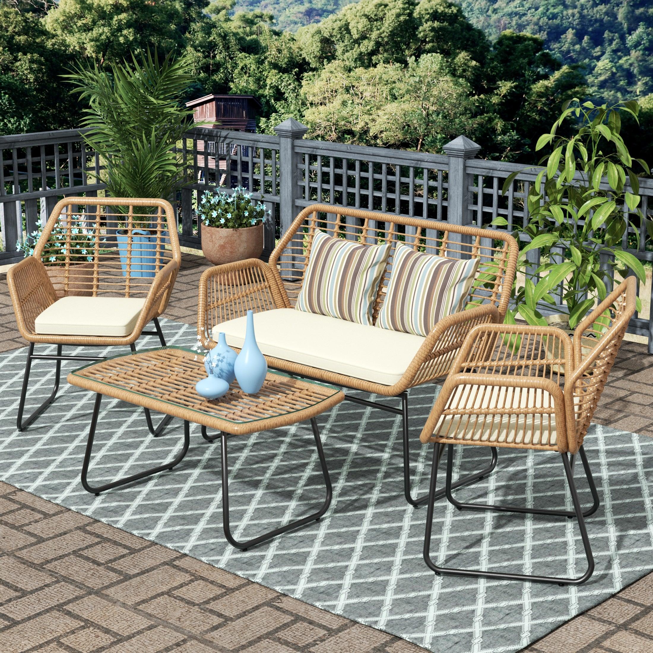 Belize 4-Piece Outdoor Patio Conversation Sofa Set - Costaelm