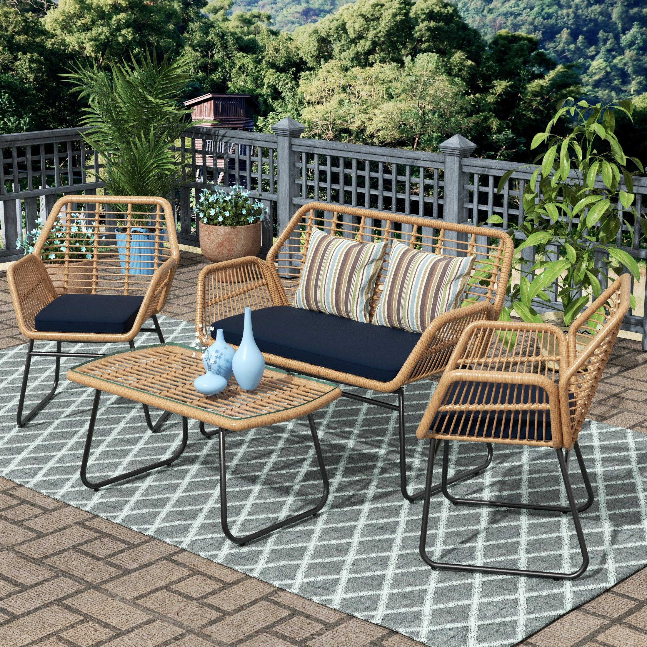 Belize 4-Piece Outdoor Patio Conversation Sofa Set - Costaelm