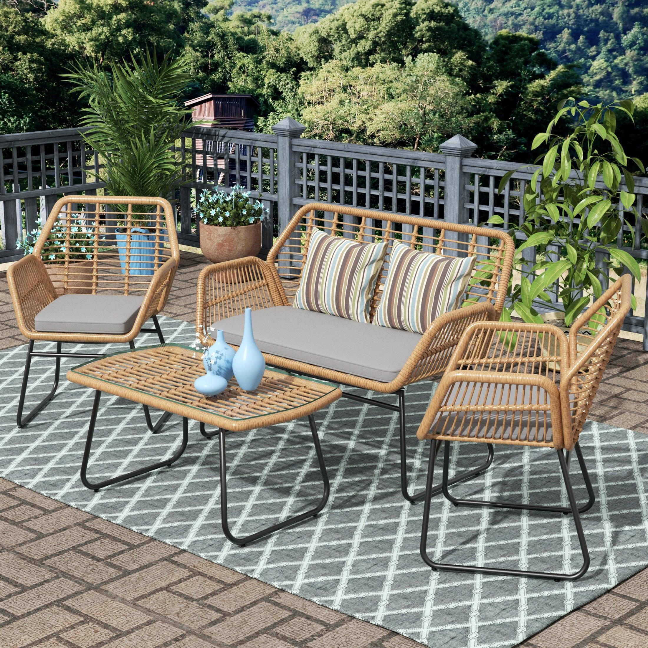 Belize 4-Piece Outdoor Patio Conversation Sofa Set - Costaelm