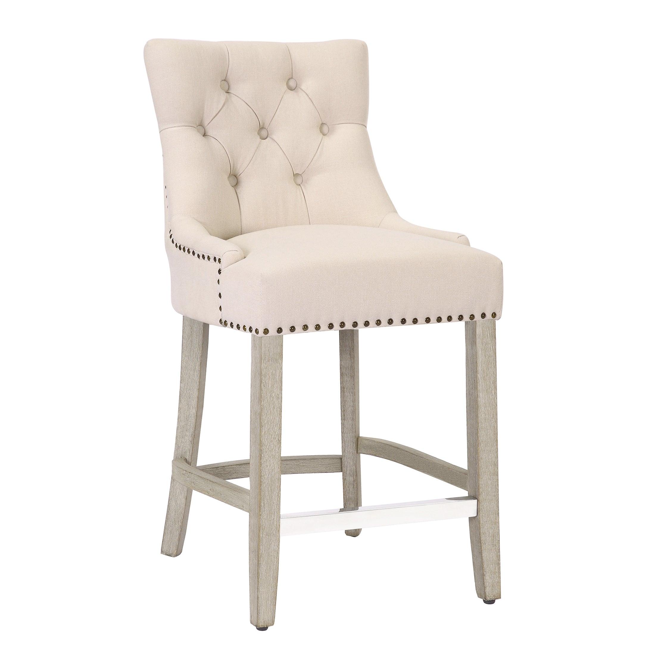 Bellmount 24" Upholstered Tufted Wingback Counter Stool - Costaelm