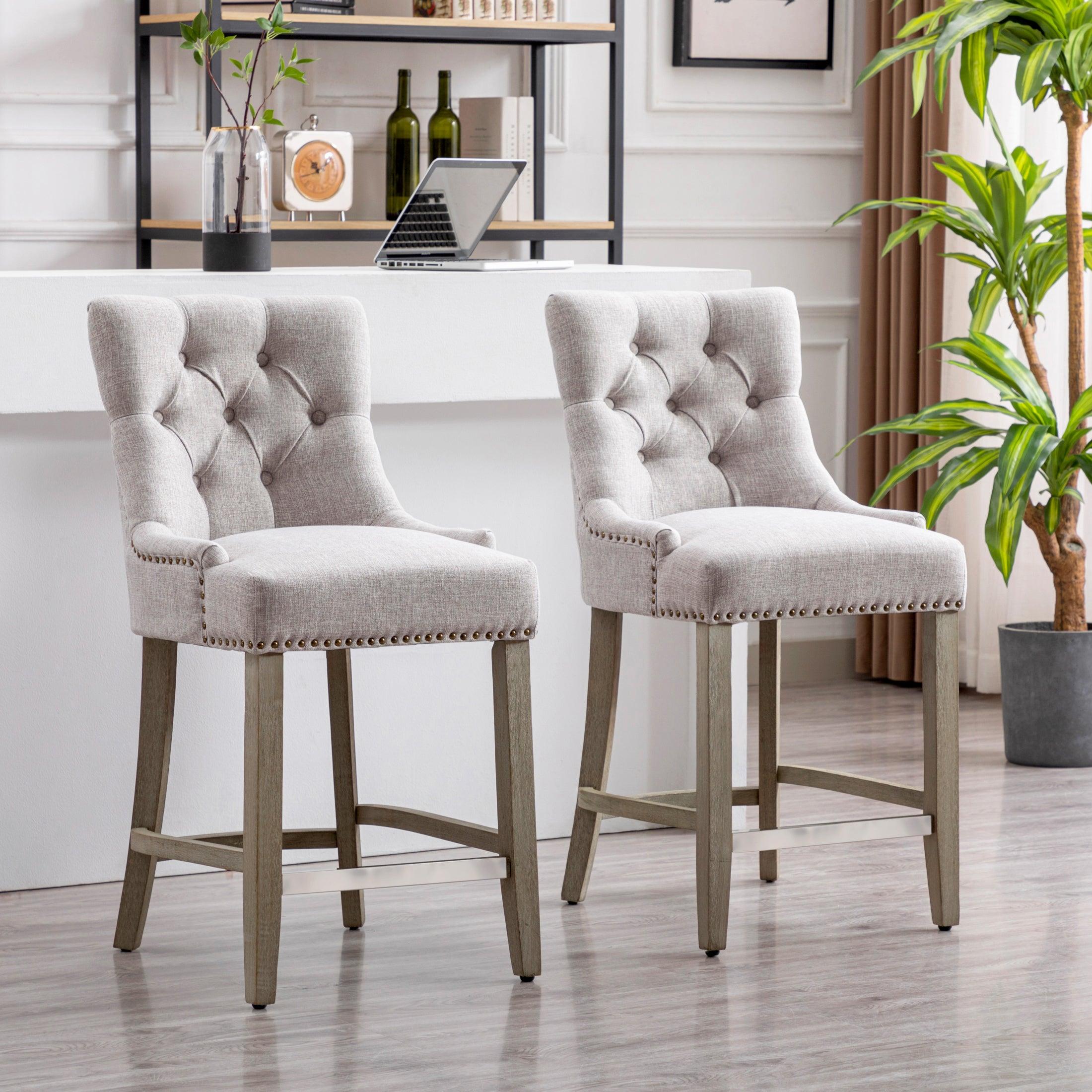 Bellmount 24" Upholstered Tufted Wingback Counter Stool (Set of 2) - Costaelm