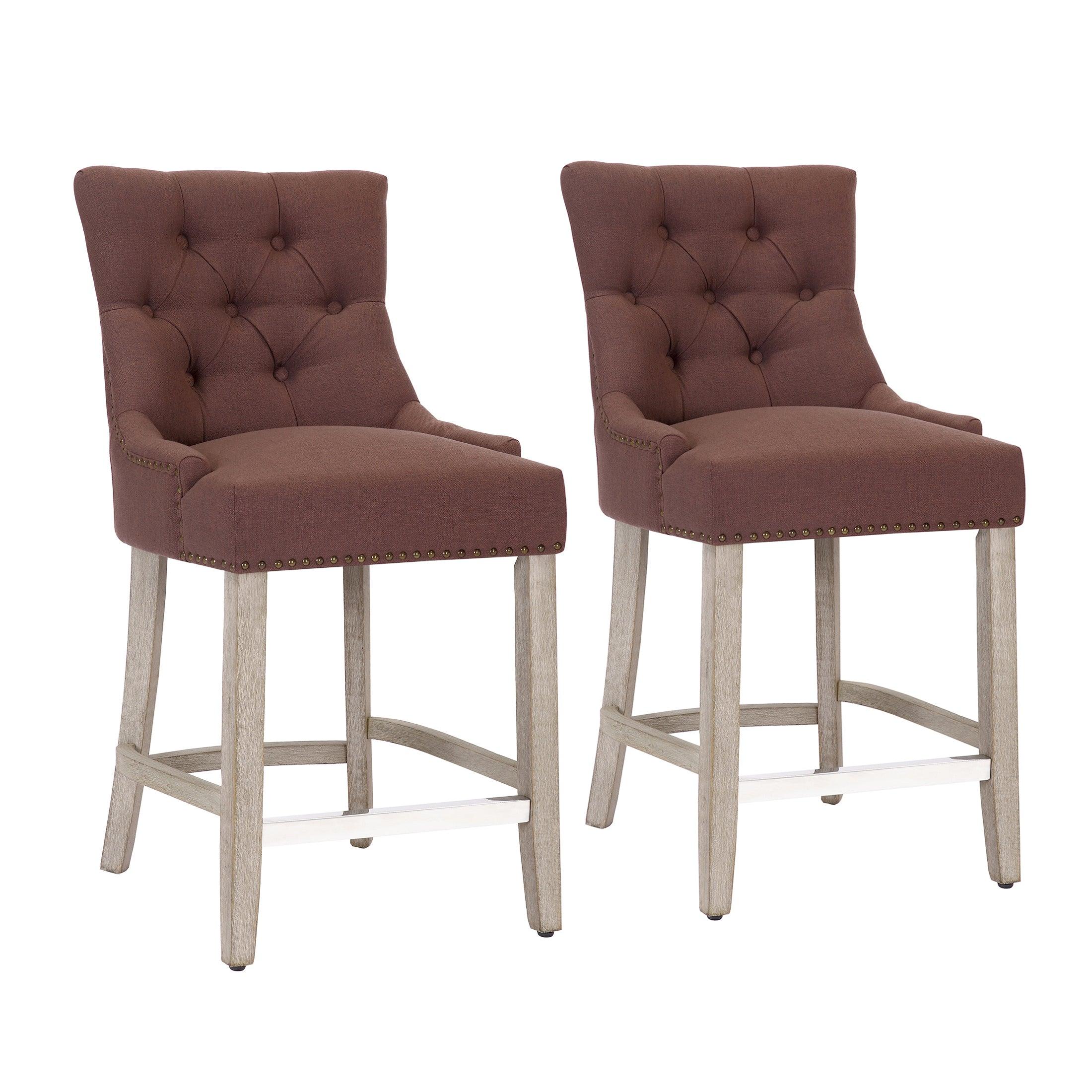 Bellmount 24" Upholstered Tufted Wingback Counter Stool (Set of 2) - Costaelm