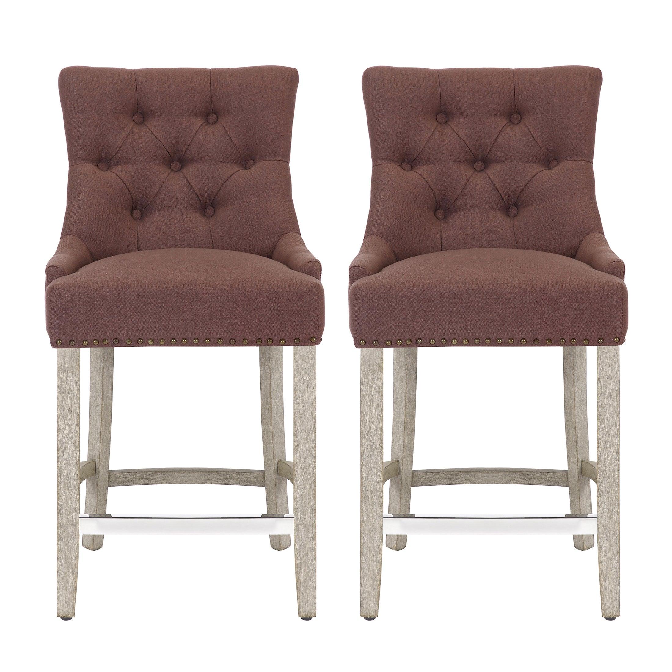 Bellmount 24" Upholstered Tufted Wingback Counter Stool (Set of 2) - Costaelm