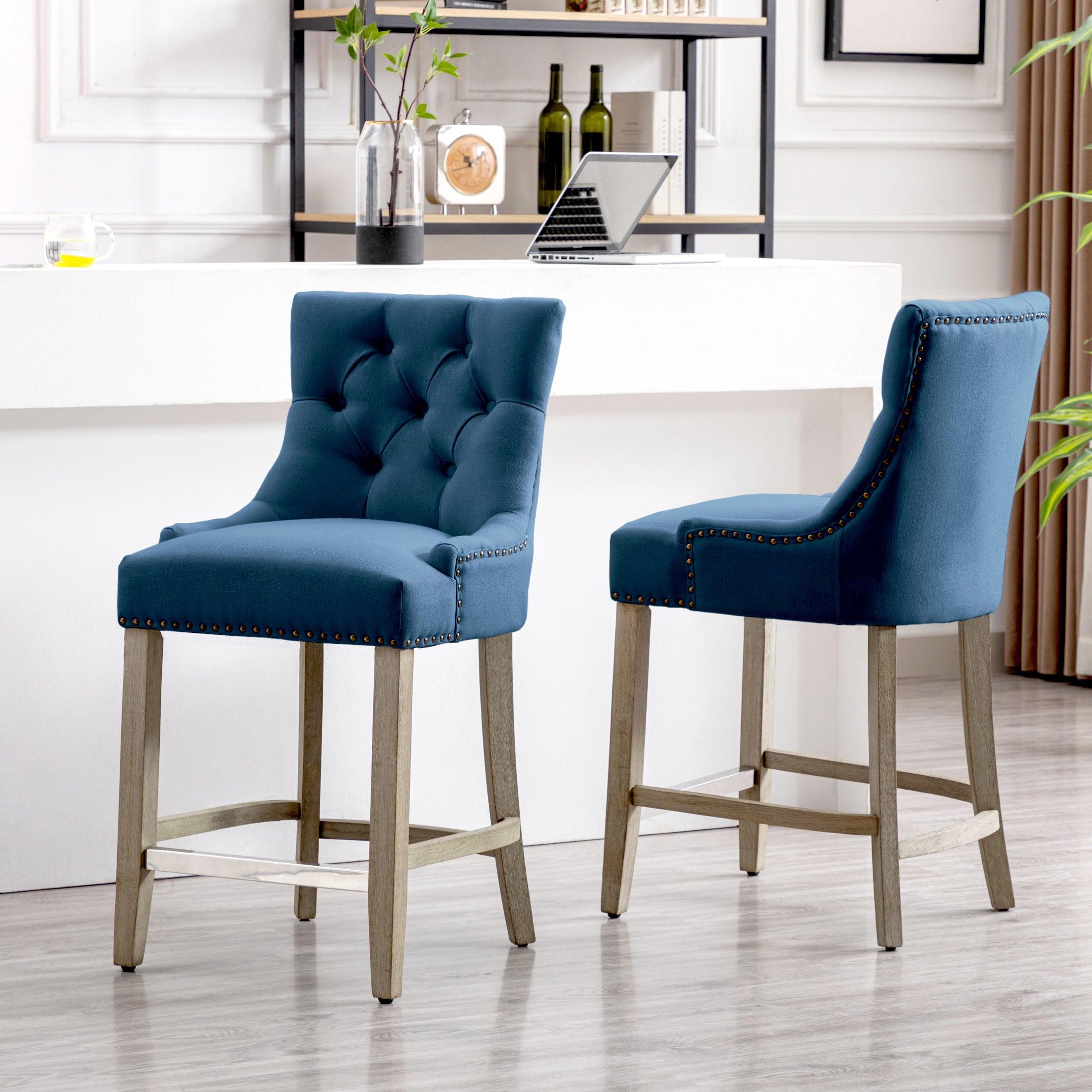 Bellmount 24" Upholstered Tufted Wingback Counter Stool (Set of 2) - Costaelm