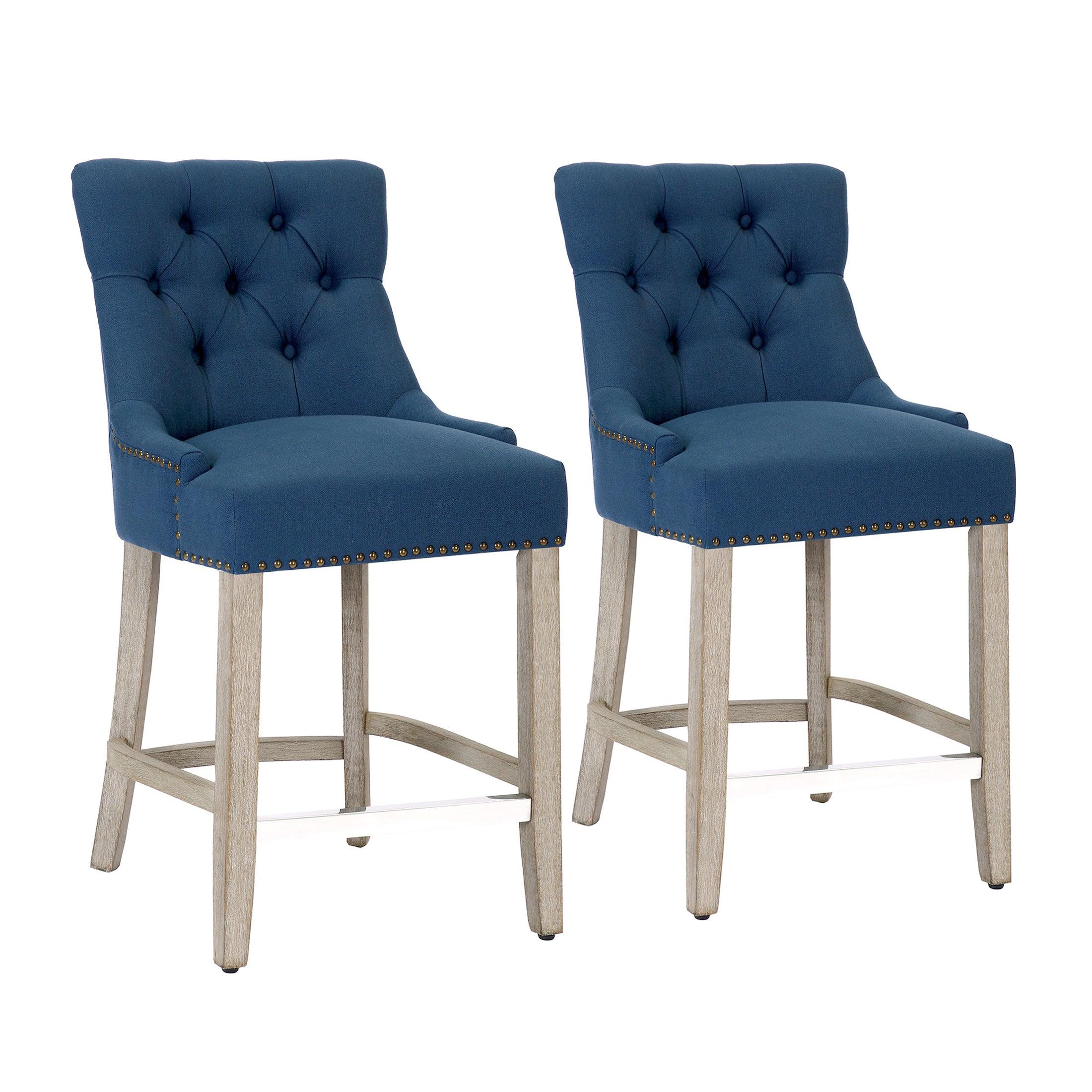 Bellmount 24" Upholstered Tufted Wingback Counter Stool (Set of 2) - Costaelm