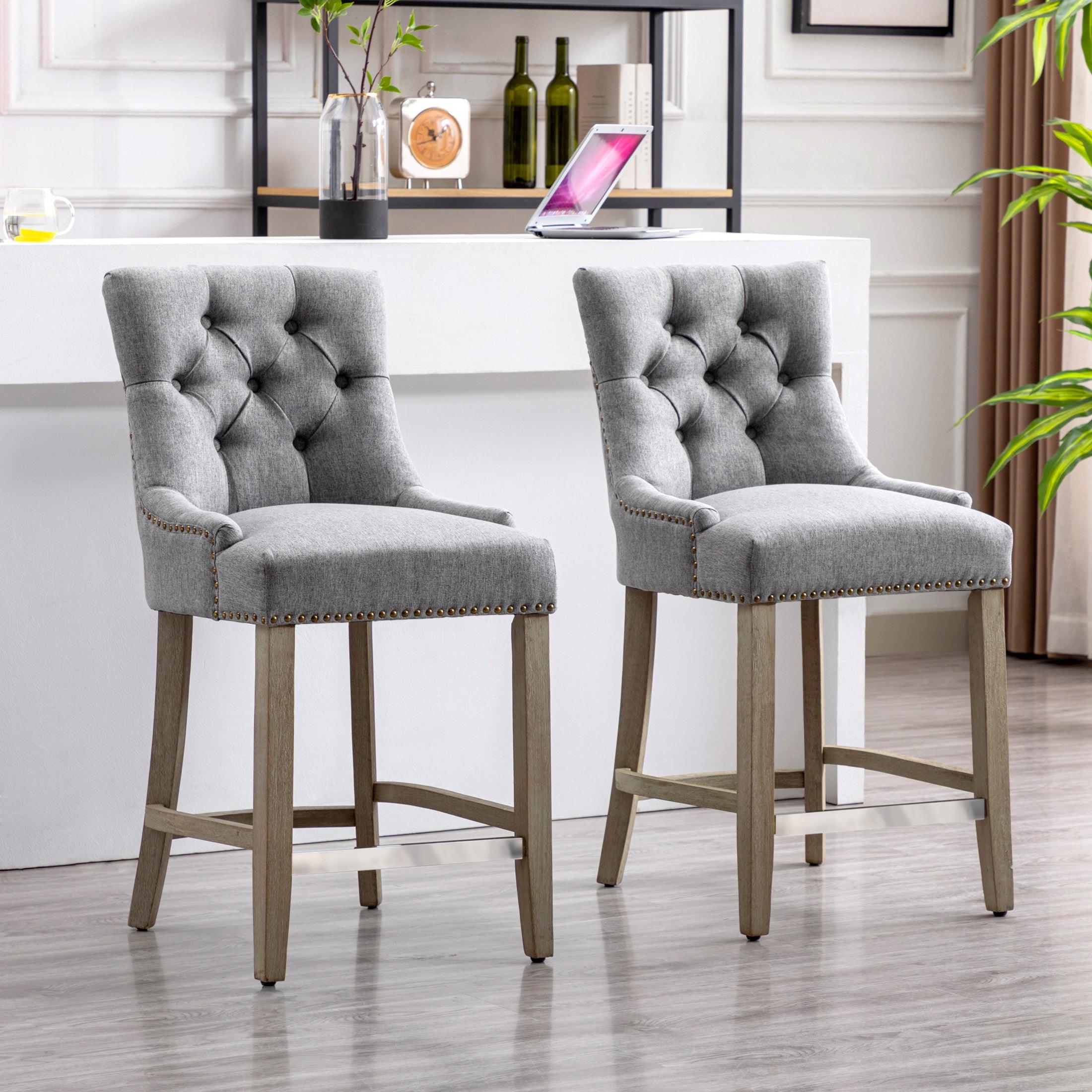 Bellmount 24" Upholstered Tufted Wingback Counter Stool (Set of 2) - Costaelm