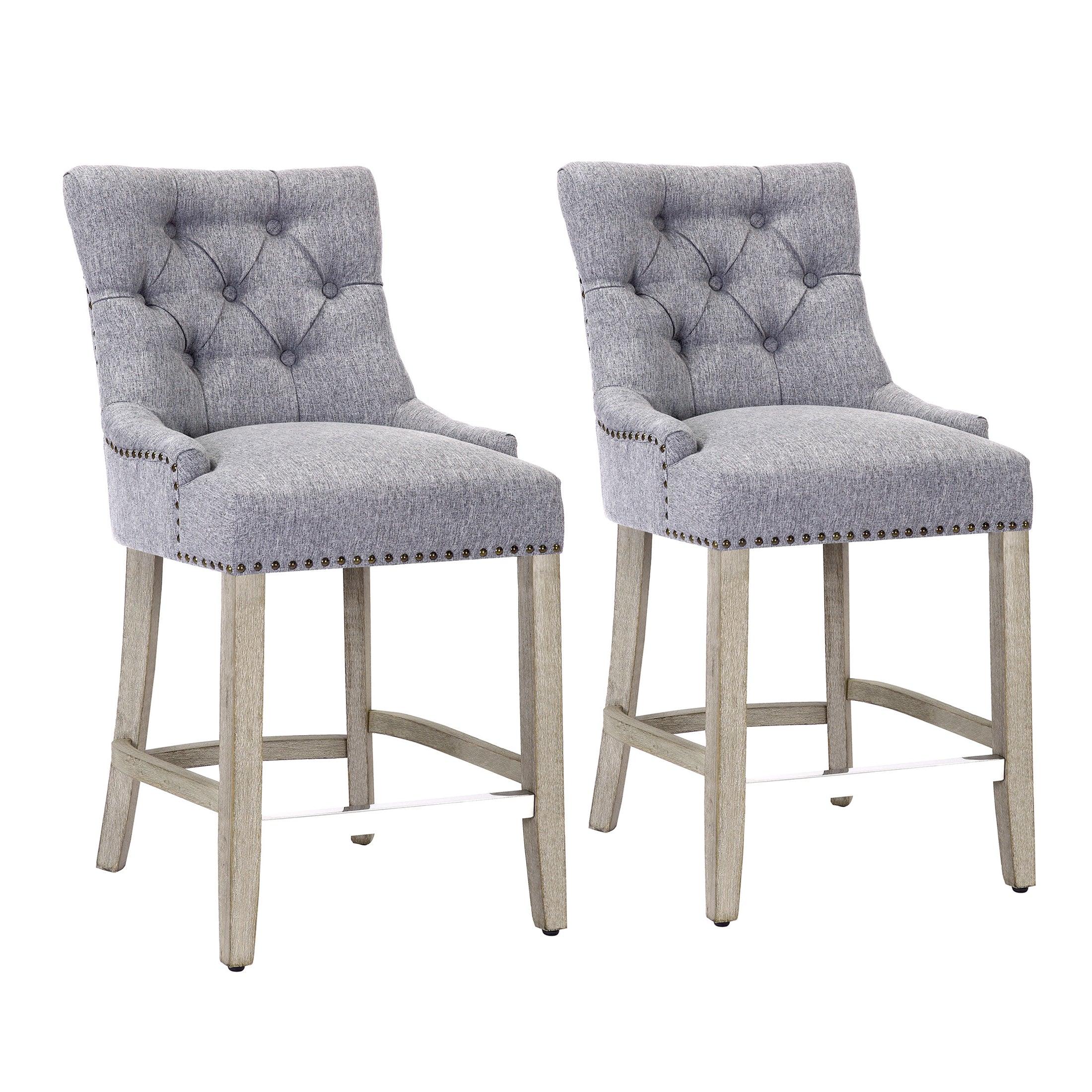 Bellmount 24" Upholstered Tufted Wingback Counter Stool (Set of 2) - Costaelm