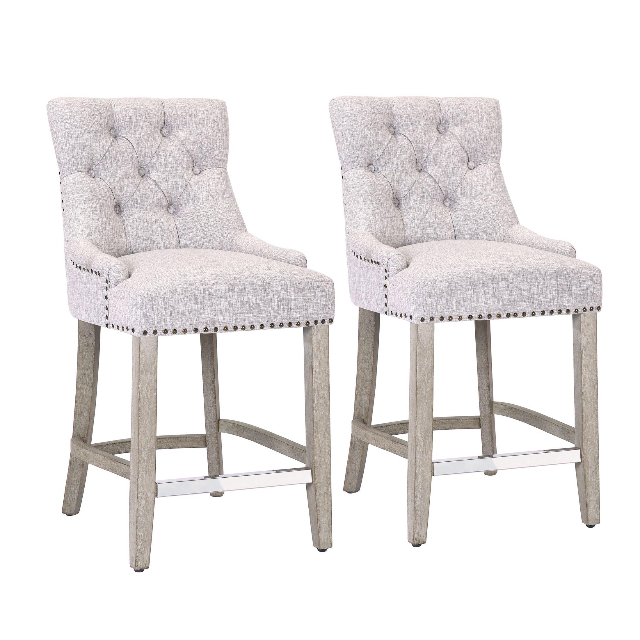 Bellmount 24" Upholstered Tufted Wingback Counter Stool (Set of 2) - Costaelm