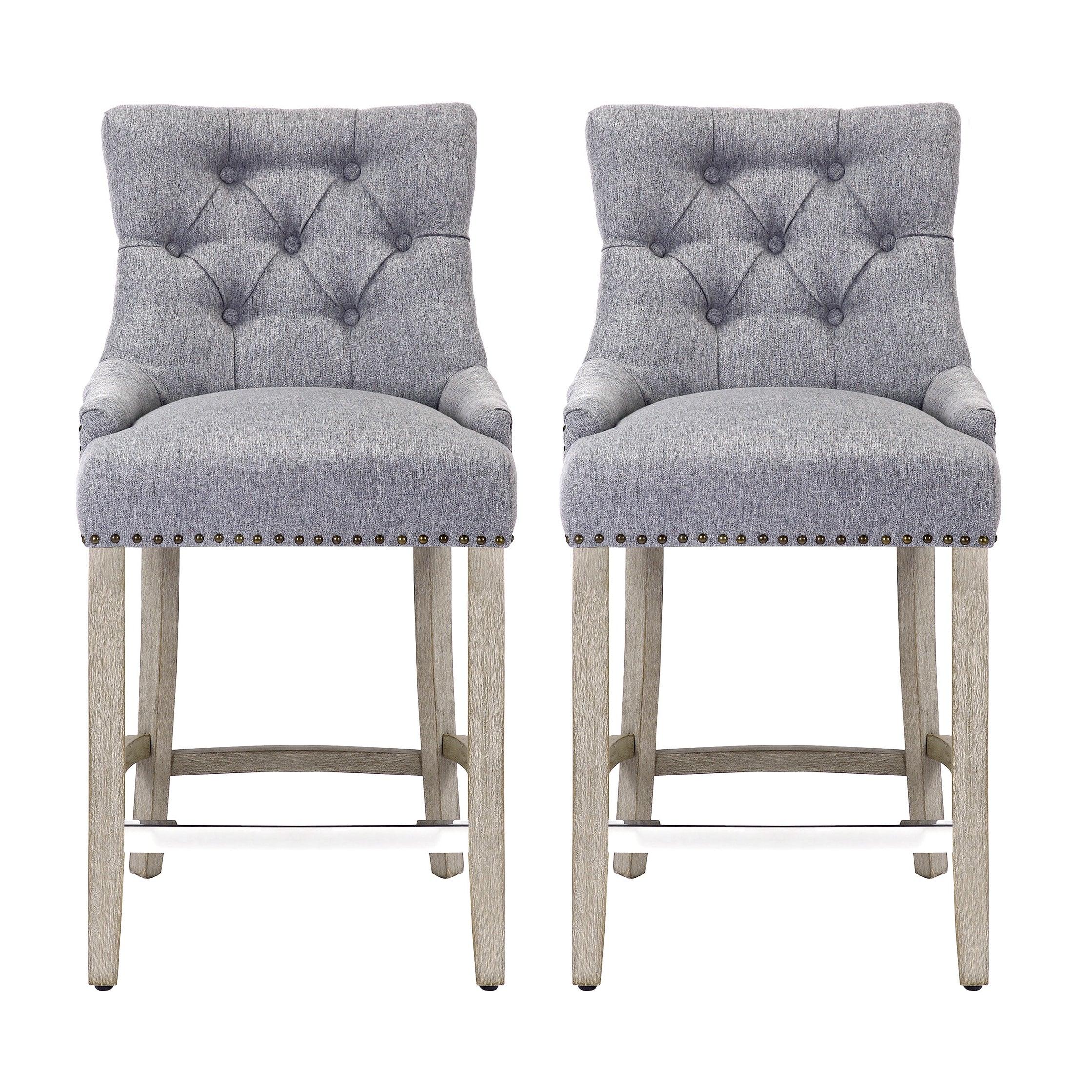 Bellmount 24" Upholstered Tufted Wingback Counter Stool (Set of 2) - Costaelm