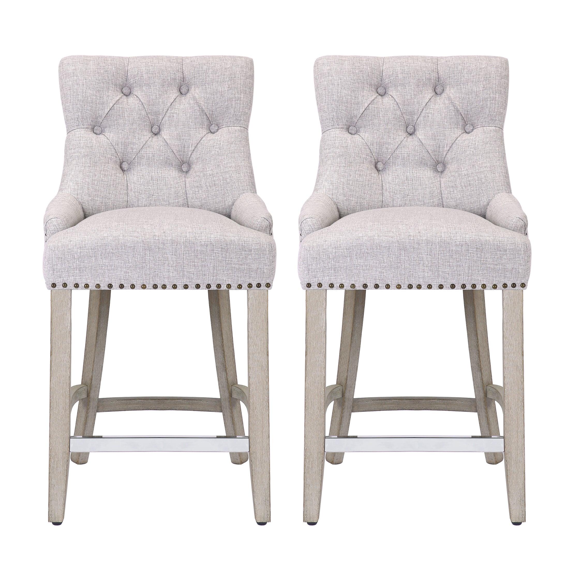 Bellmount 24" Upholstered Tufted Wingback Counter Stool (Set of 2) - Costaelm