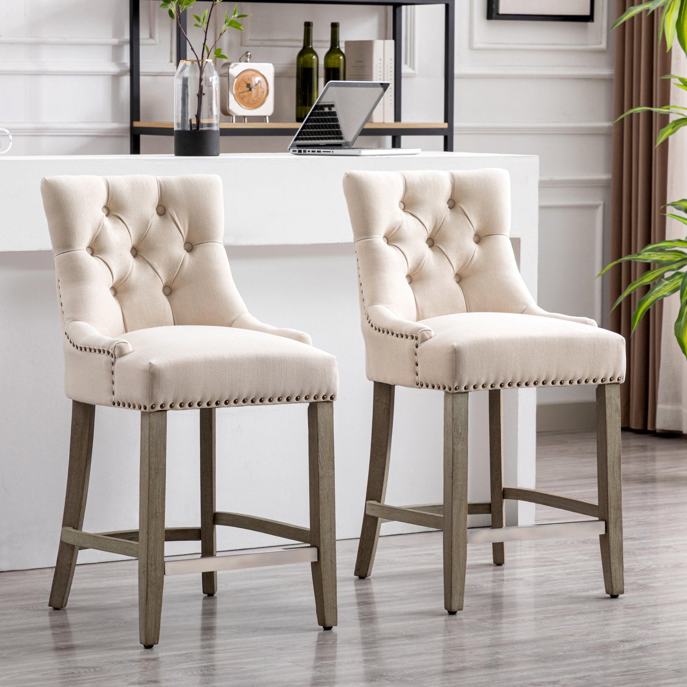 Bellmount 24" Upholstered Tufted Wingback Counter Stool (Set of 2) - Costaelm