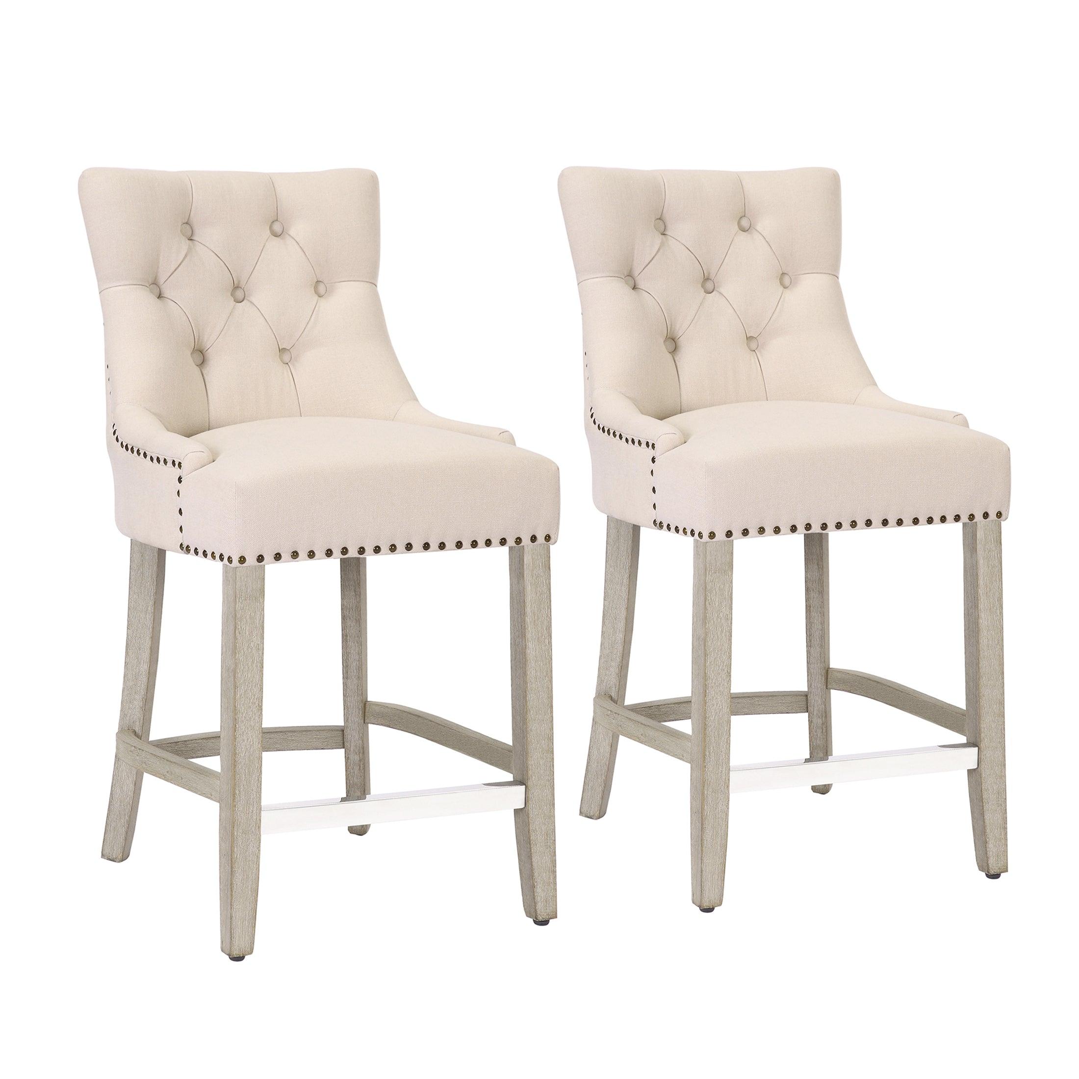 Bellmount 24" Upholstered Tufted Wingback Counter Stool (Set of 2) - Costaelm