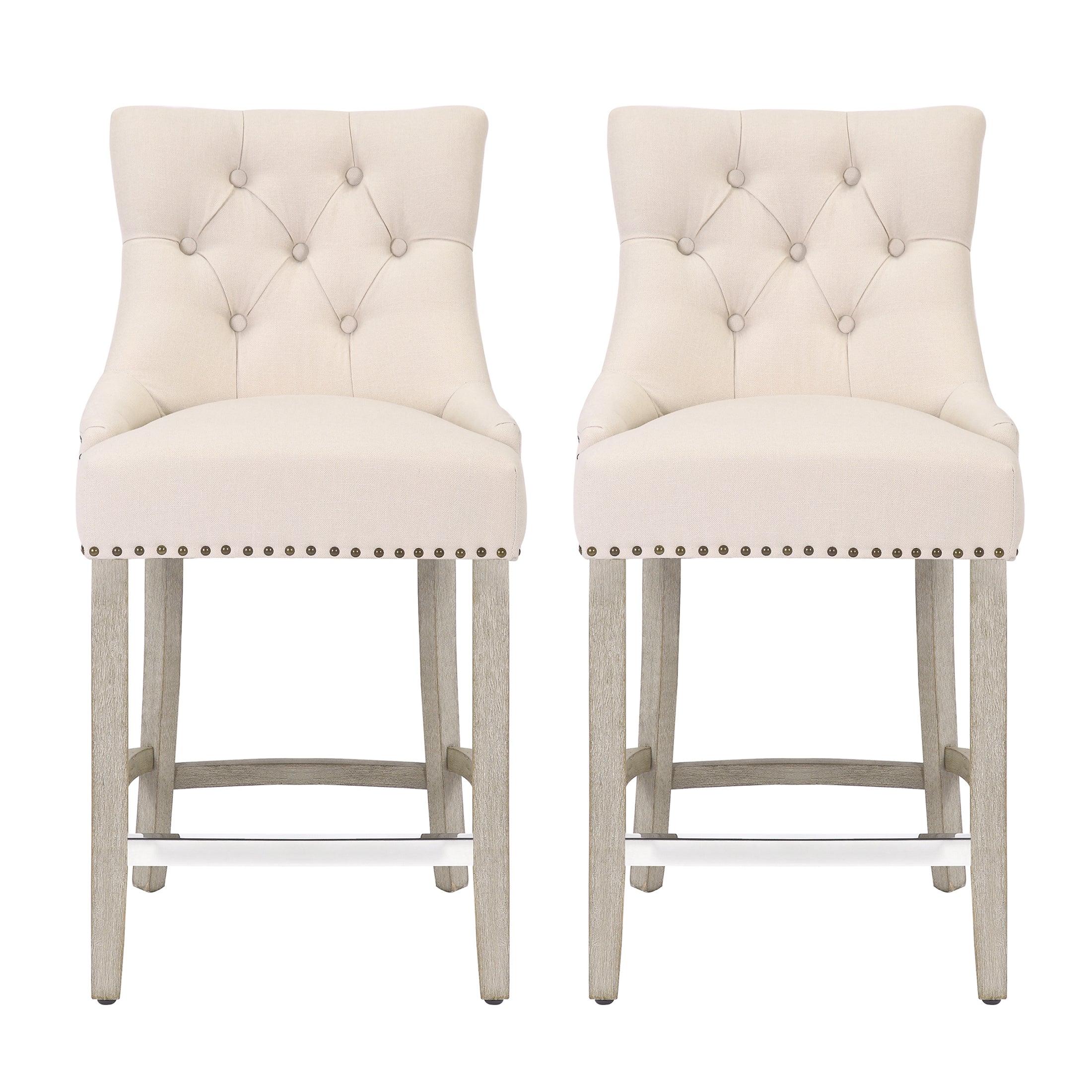 Bellmount 24" Upholstered Tufted Wingback Counter Stool (Set of 2) - Costaelm