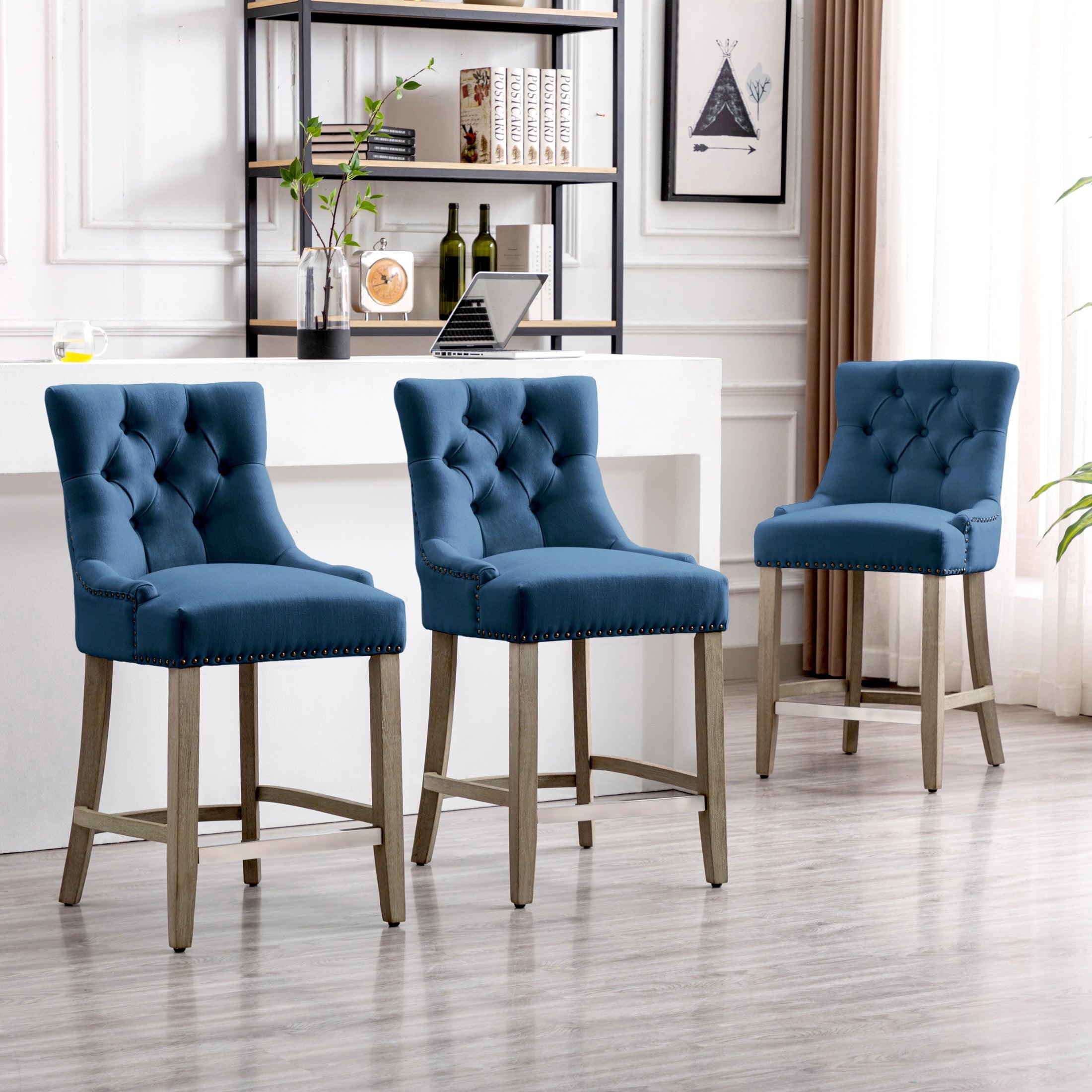 Bellmount 24" Upholstered Tufted Wingback Counter Stool (Set of 3) - Costaelm