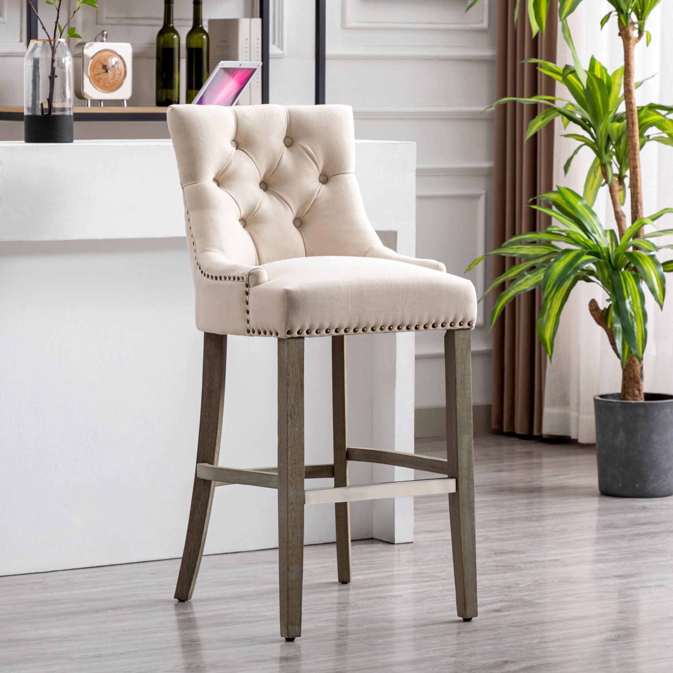 Bellmount 29" Upholstered Tufted Wingback Bar Stool - Costaelm