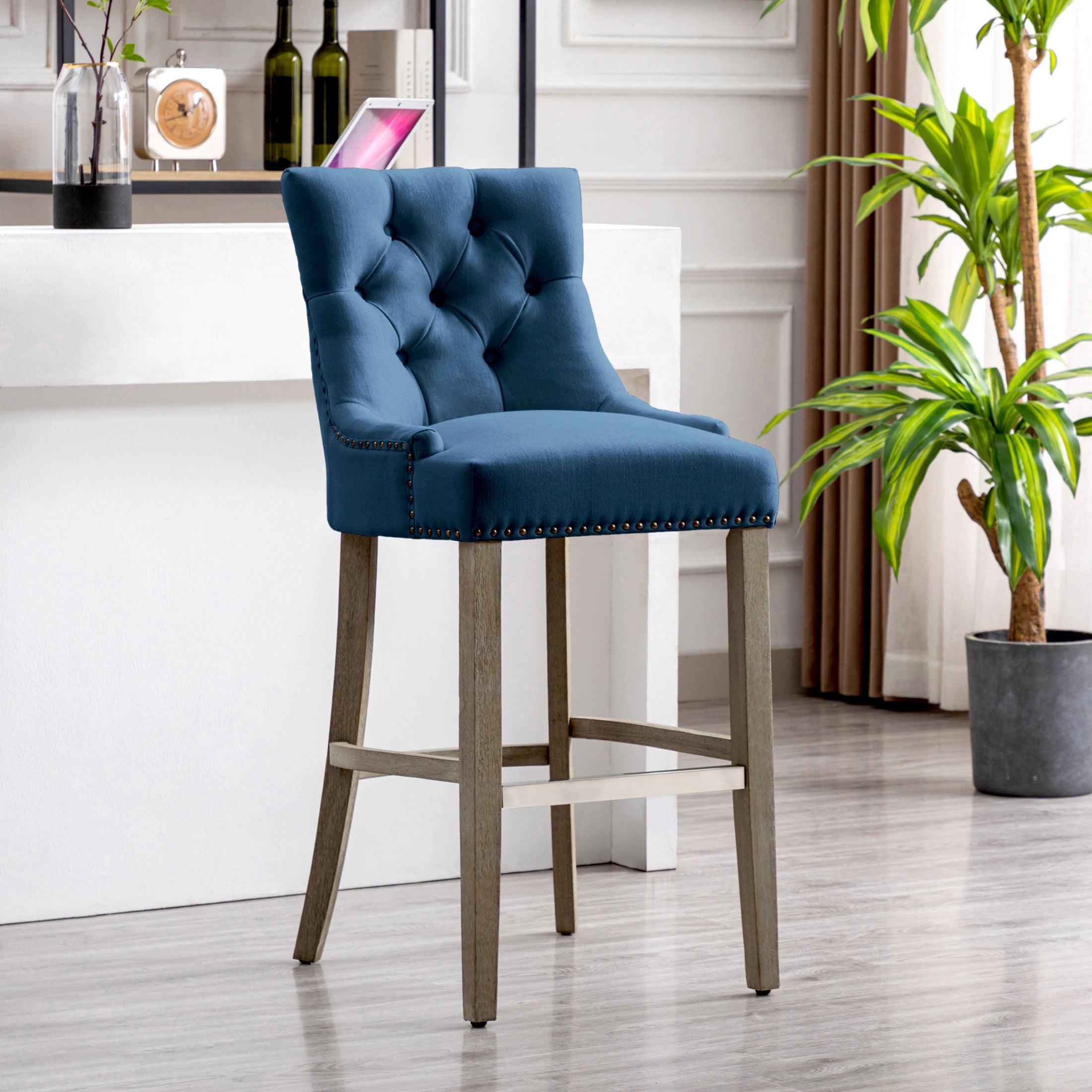 Bellmount 29" Upholstered Tufted Wingback Bar Stool - Costaelm