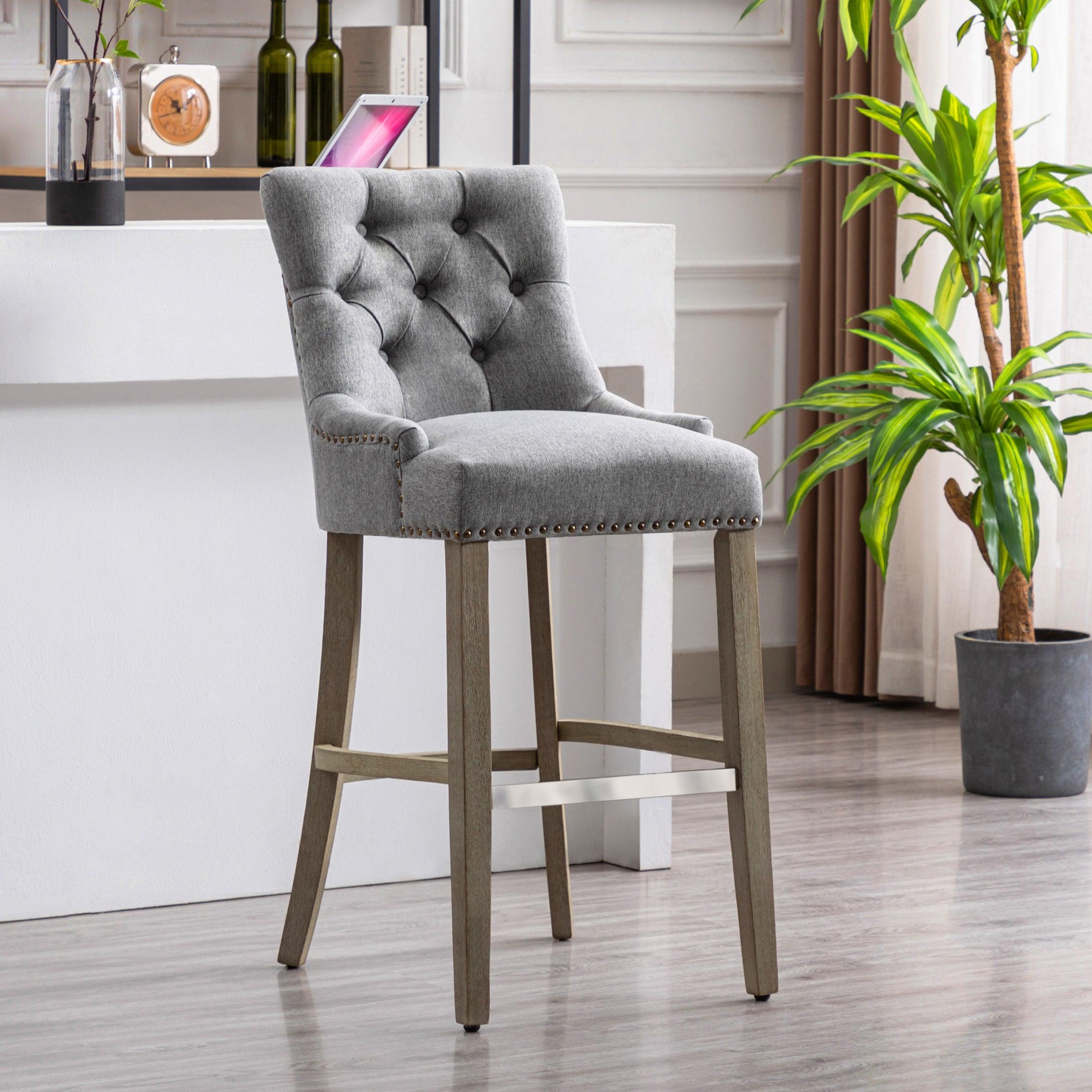 Bellmount 29" Upholstered Tufted Wingback Bar Stool - Costaelm