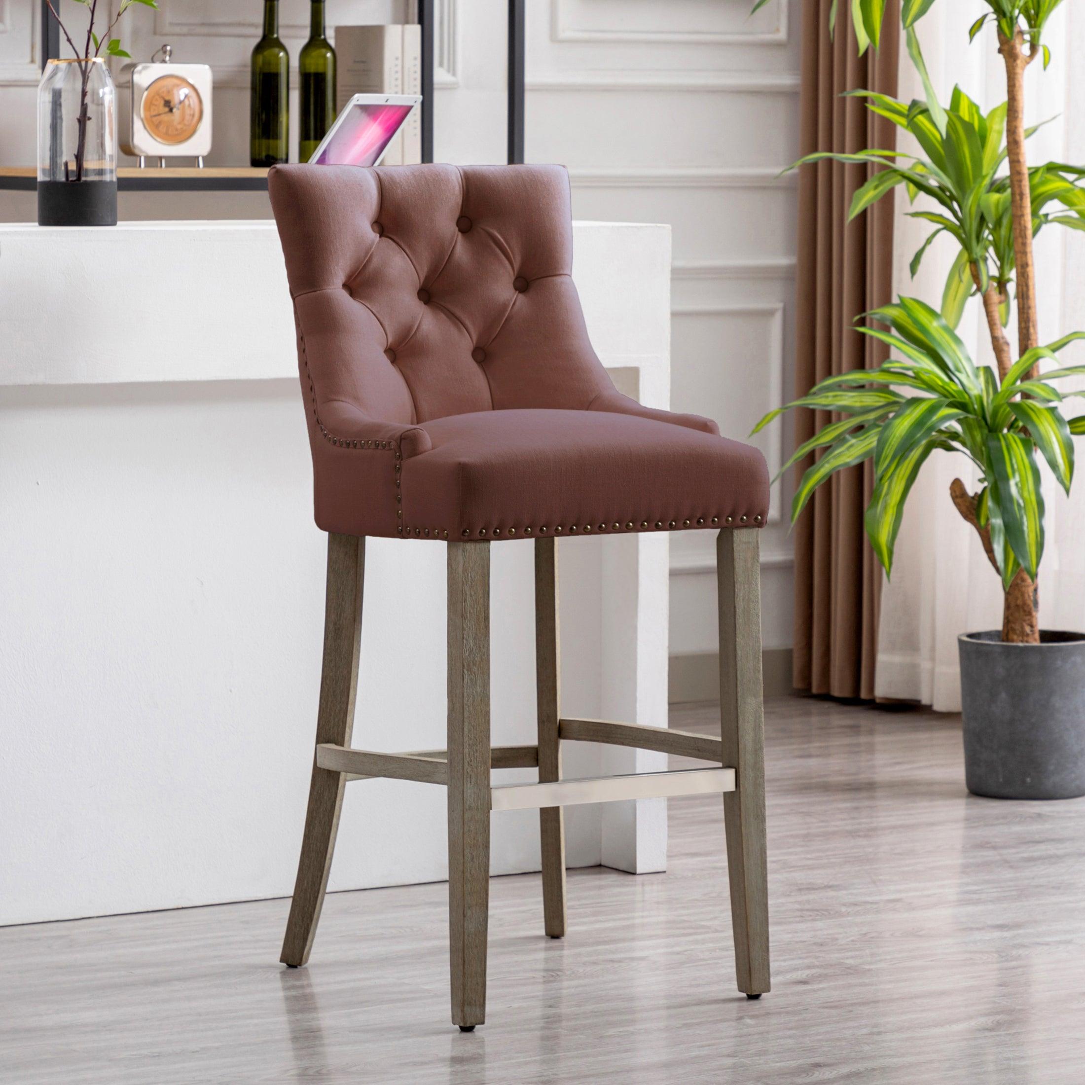 Bellmount 29" Upholstered Tufted Wingback Bar Stool - Costaelm