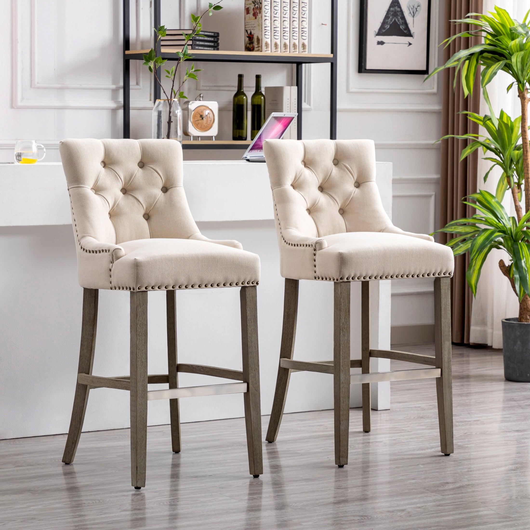 Bellmount 29" Upholstered Tufted Wingback Bar Stool (Set of 2) - Costaelm