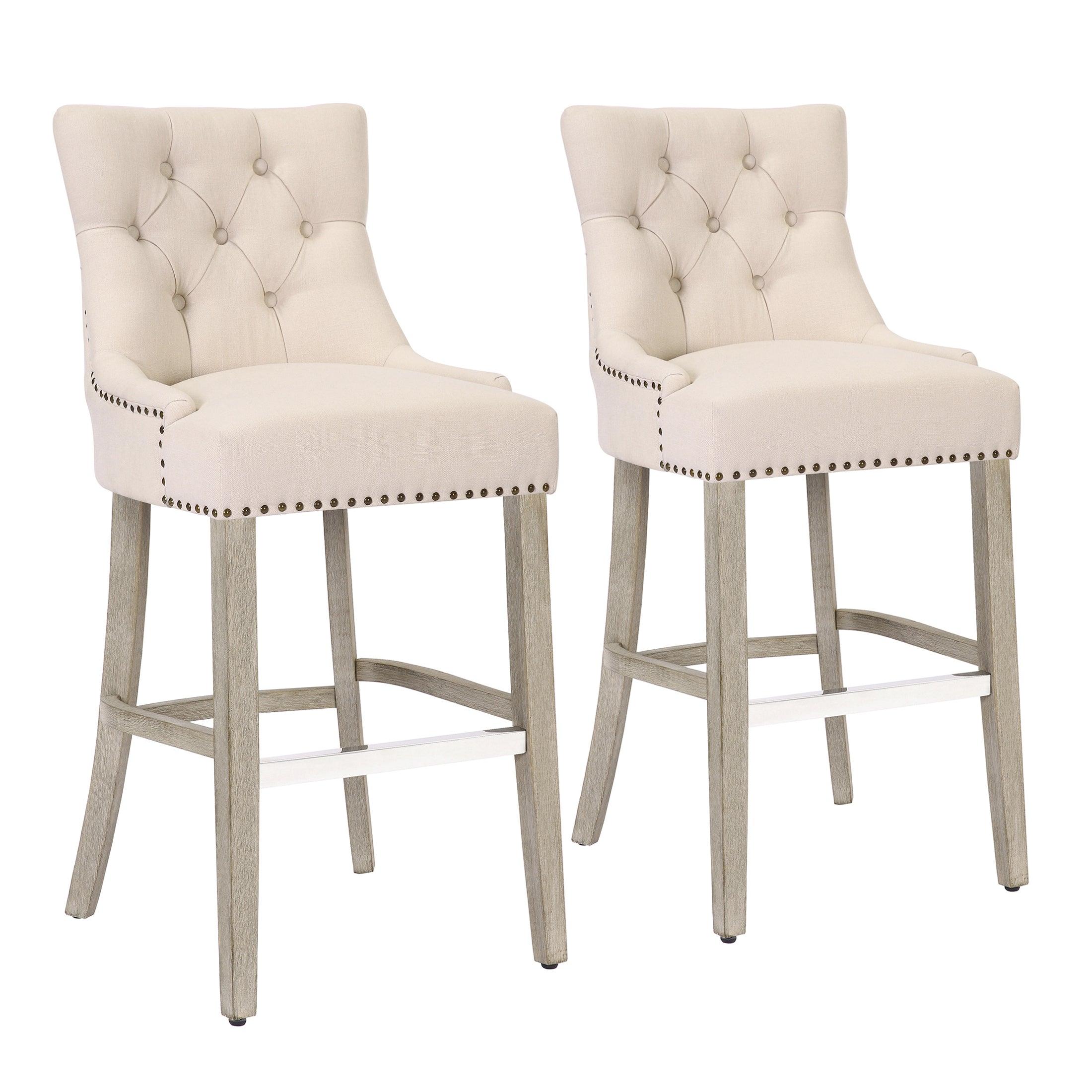 Bellmount 29" Upholstered Tufted Wingback Bar Stool (Set of 2) - Costaelm