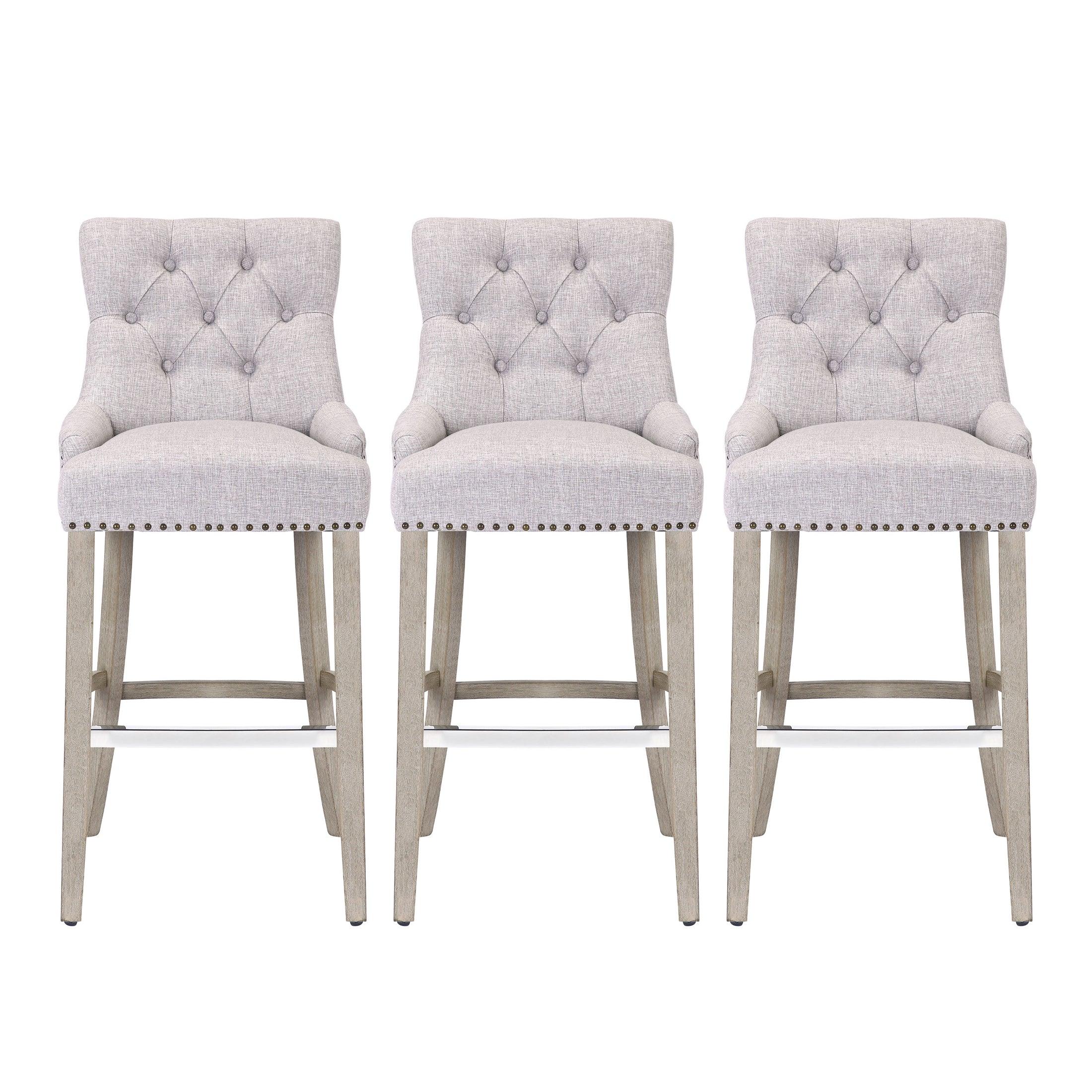 Bellmount 29" Upholstered Tufted Wingback Bar Stool (Set of 3) - Costaelm