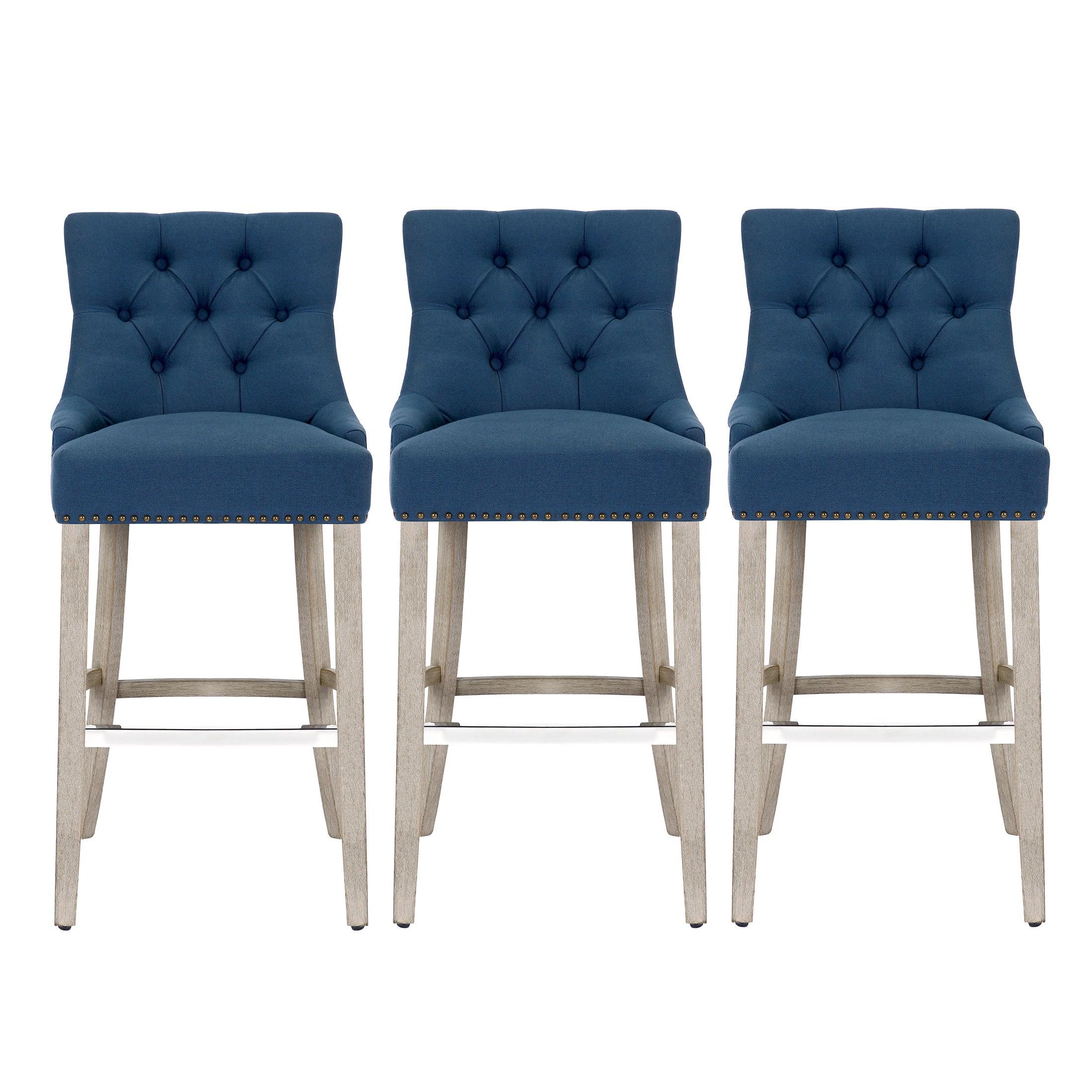 Bellmount 29" Upholstered Tufted Wingback Bar Stool (Set of 3) - Costaelm