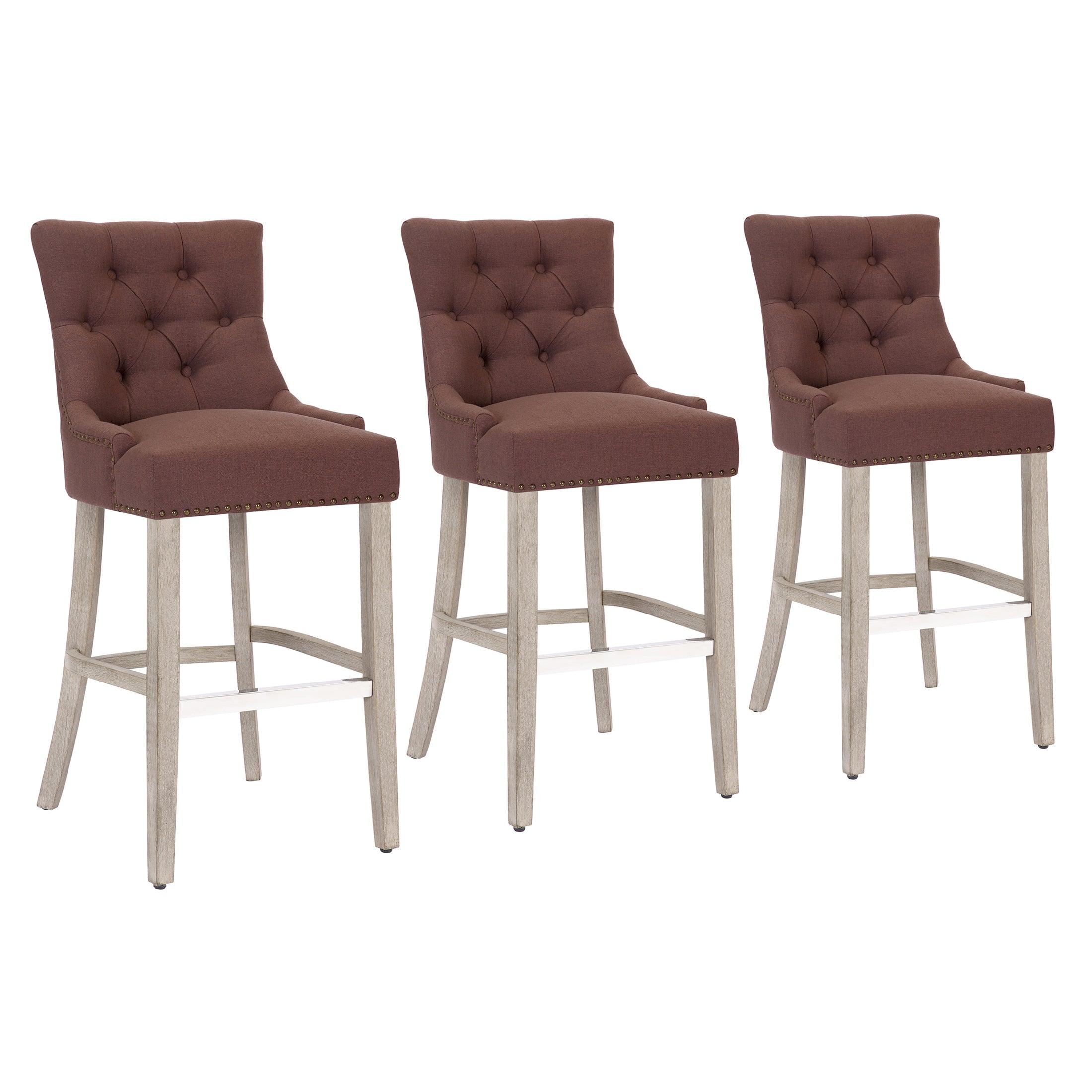 Bellmount 29" Upholstered Tufted Wingback Bar Stool (Set of 3) - Costaelm