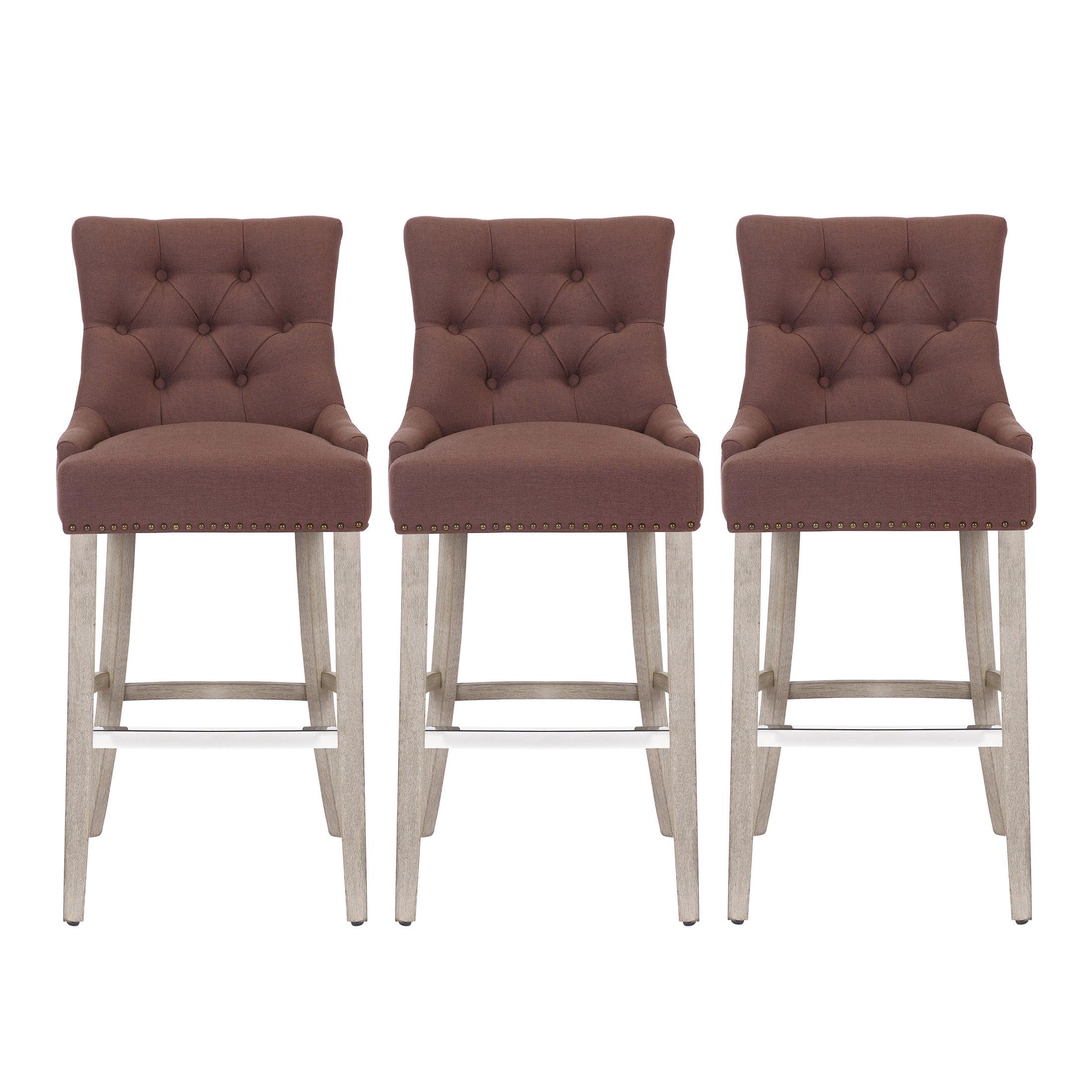 Bellmount 29" Upholstered Tufted Wingback Bar Stool (Set of 3) - Costaelm