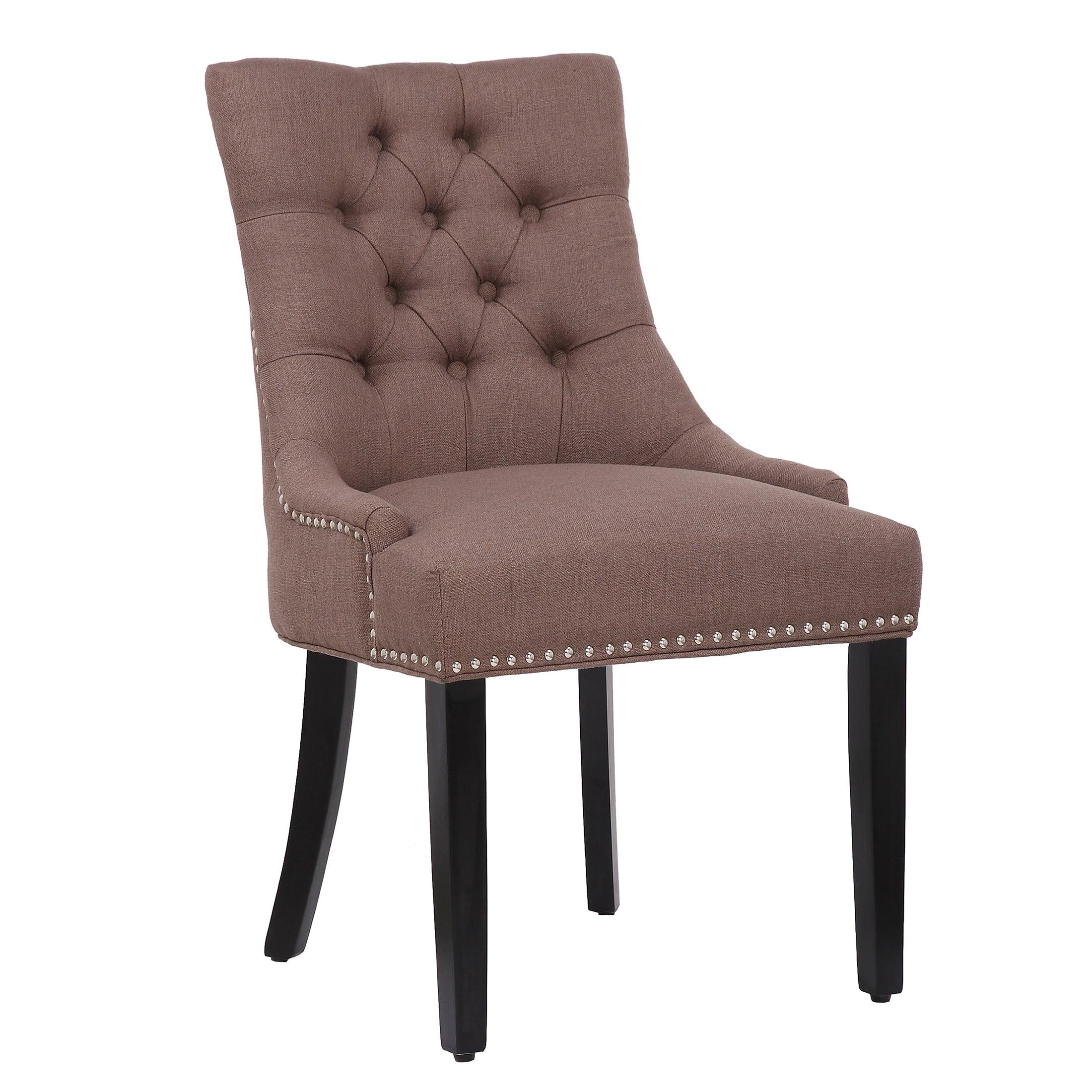 BELLMOUNT Upholstered Wingback Button Tufted Dining Chair, Brown