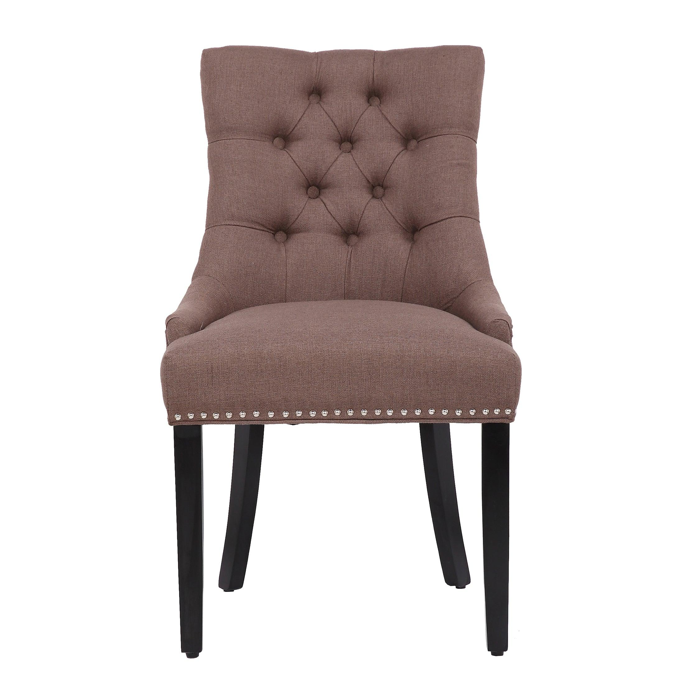 BELLMOUNT Upholstered Wingback Button Tufted Dining Chair, Brown