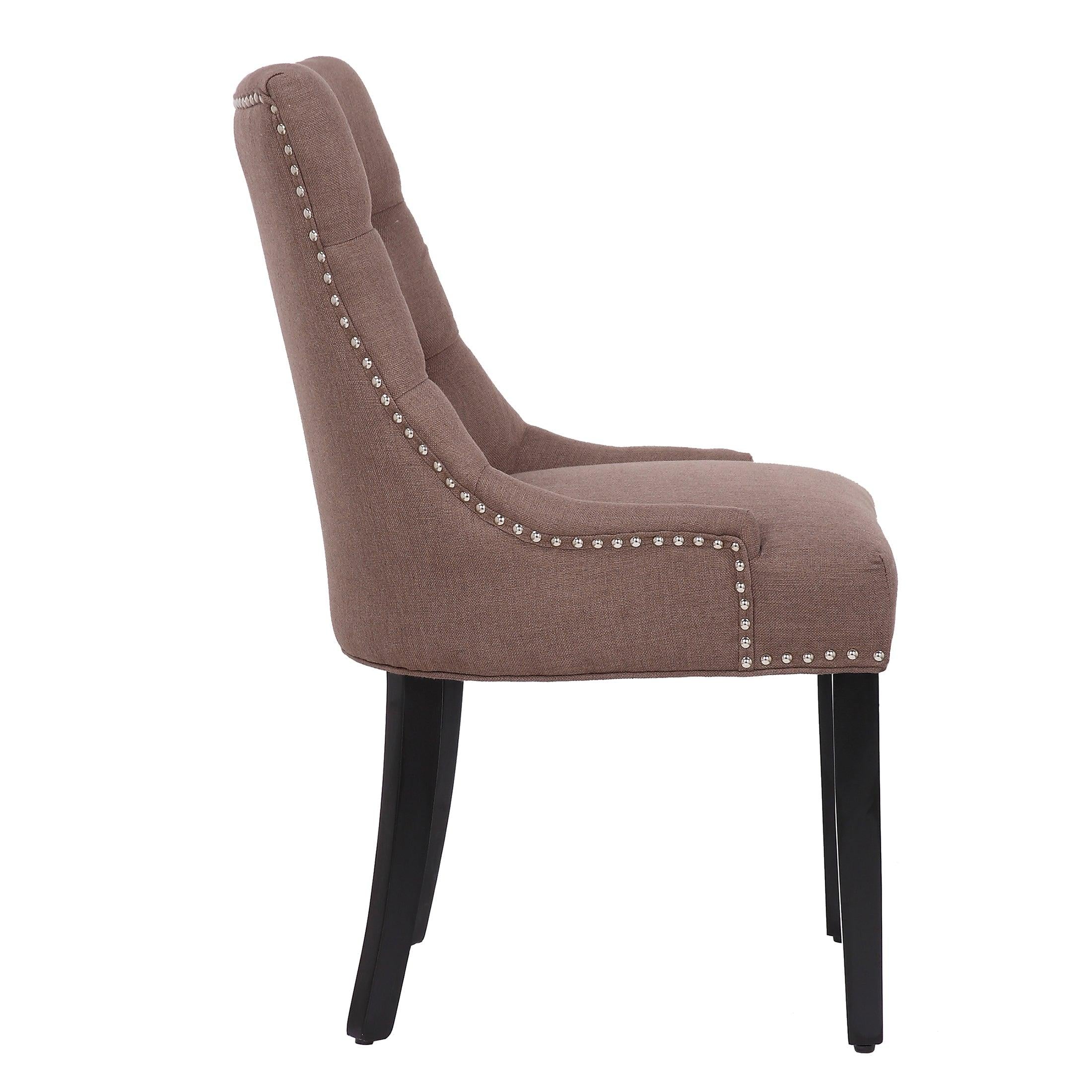 BELLMOUNT Upholstered Wingback Button Tufted Dining Chair, Brown