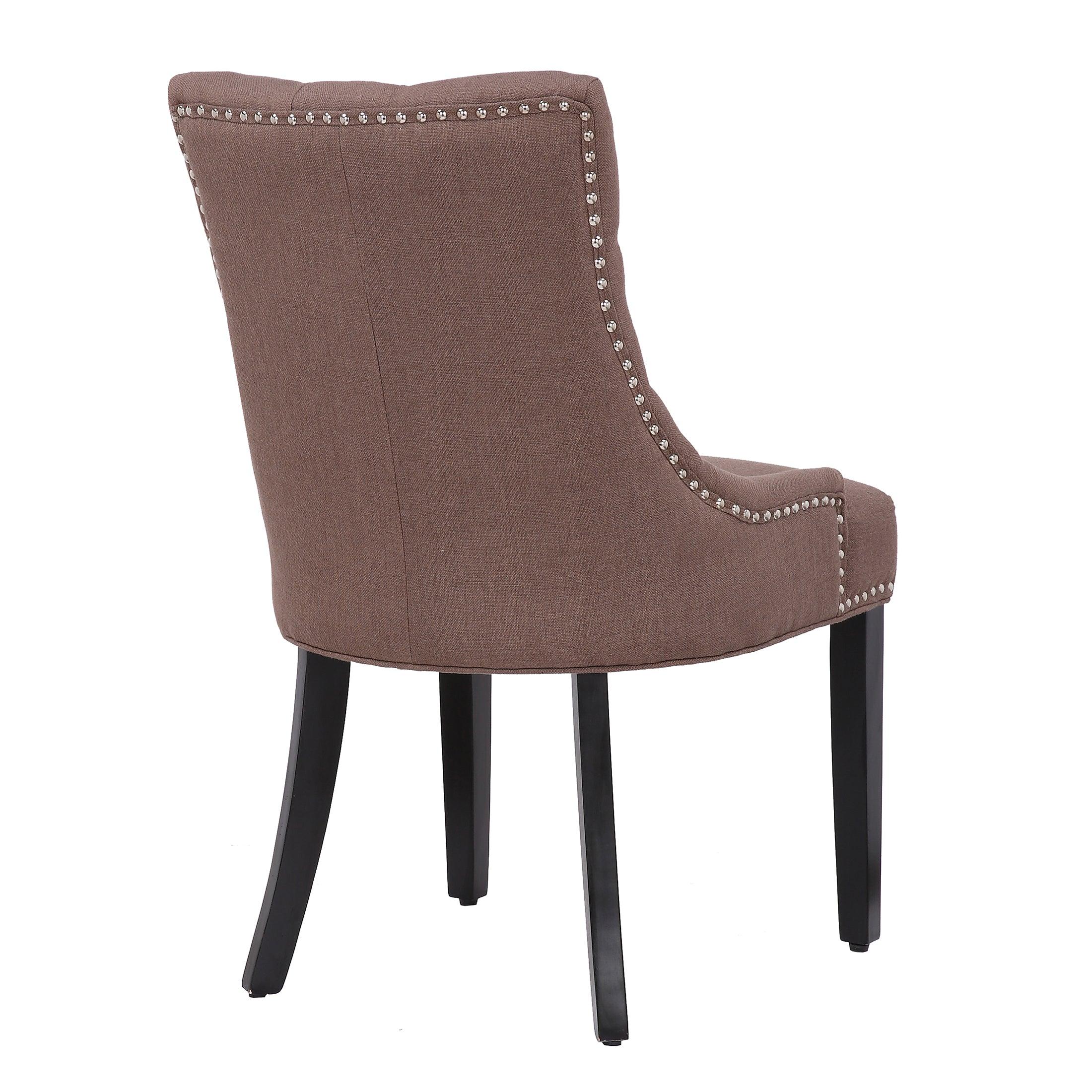 BELLMOUNT Upholstered Wingback Button Tufted Dining Chair, Brown