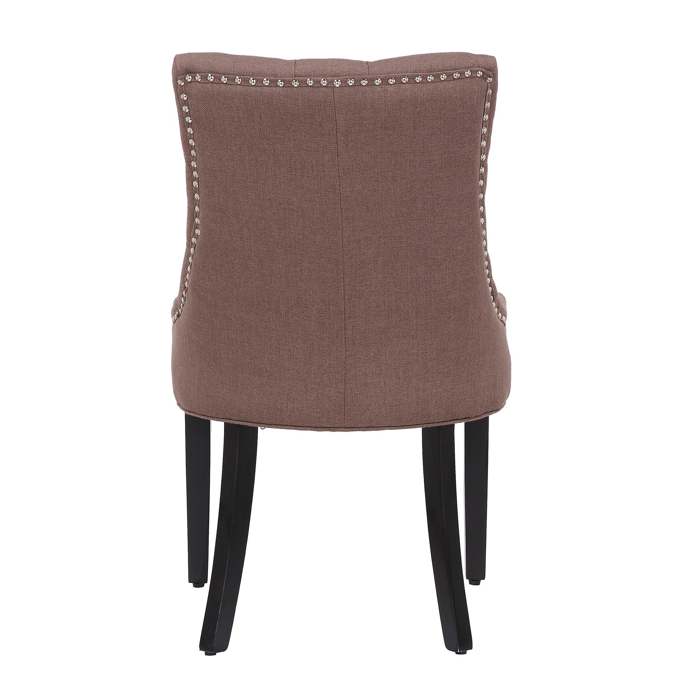 BELLMOUNT Upholstered Wingback Button Tufted Dining Chair, Brown