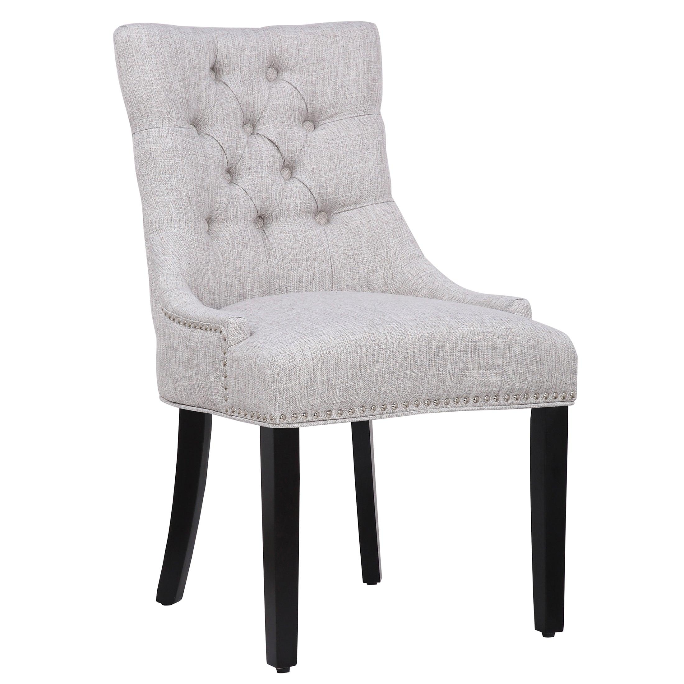 BELLMOUNT Upholstered Wingback Button Tufted Dining Chair, Light Gray