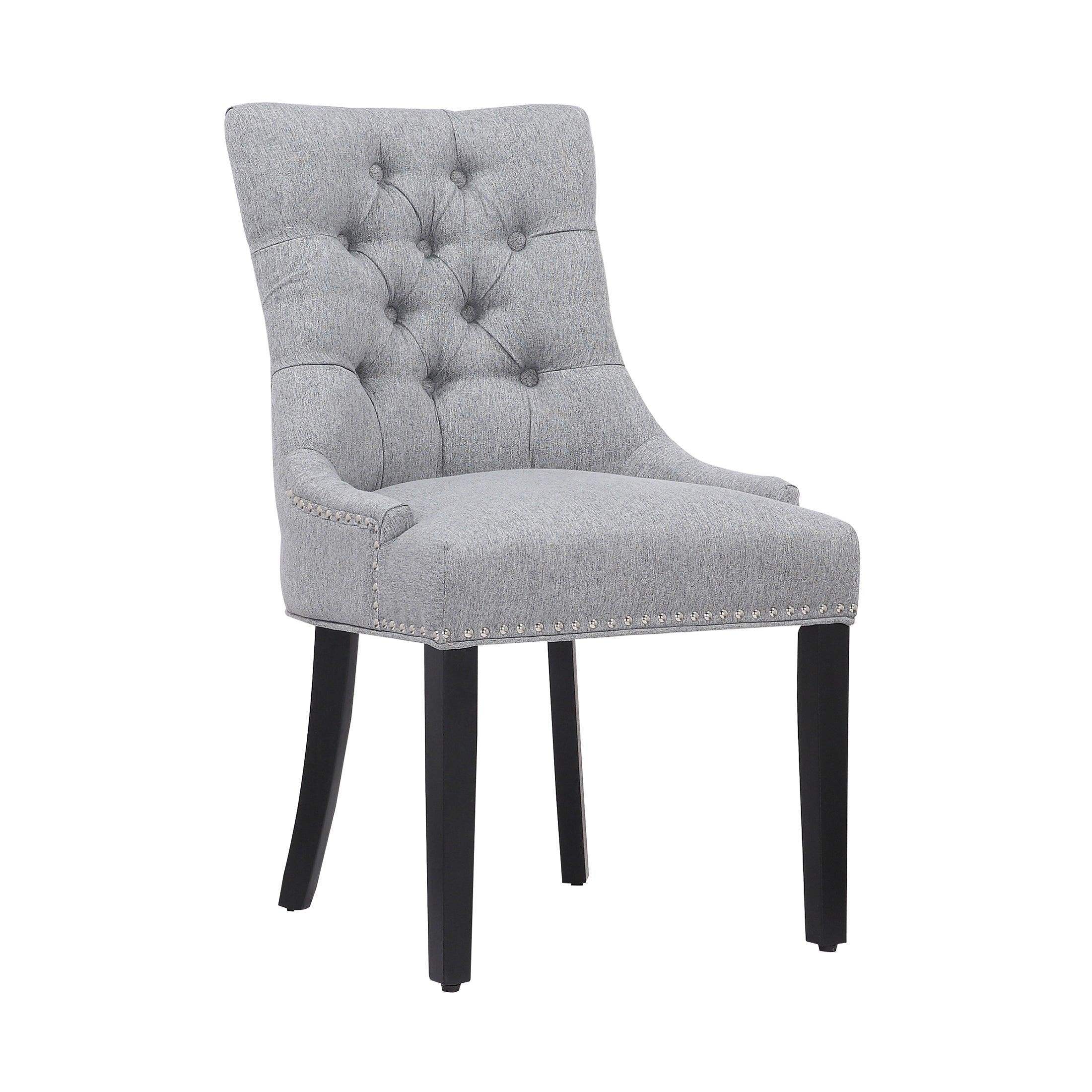 BELLMOUNT Upholstered Wingback Button Tufted Dining Chair, Gray