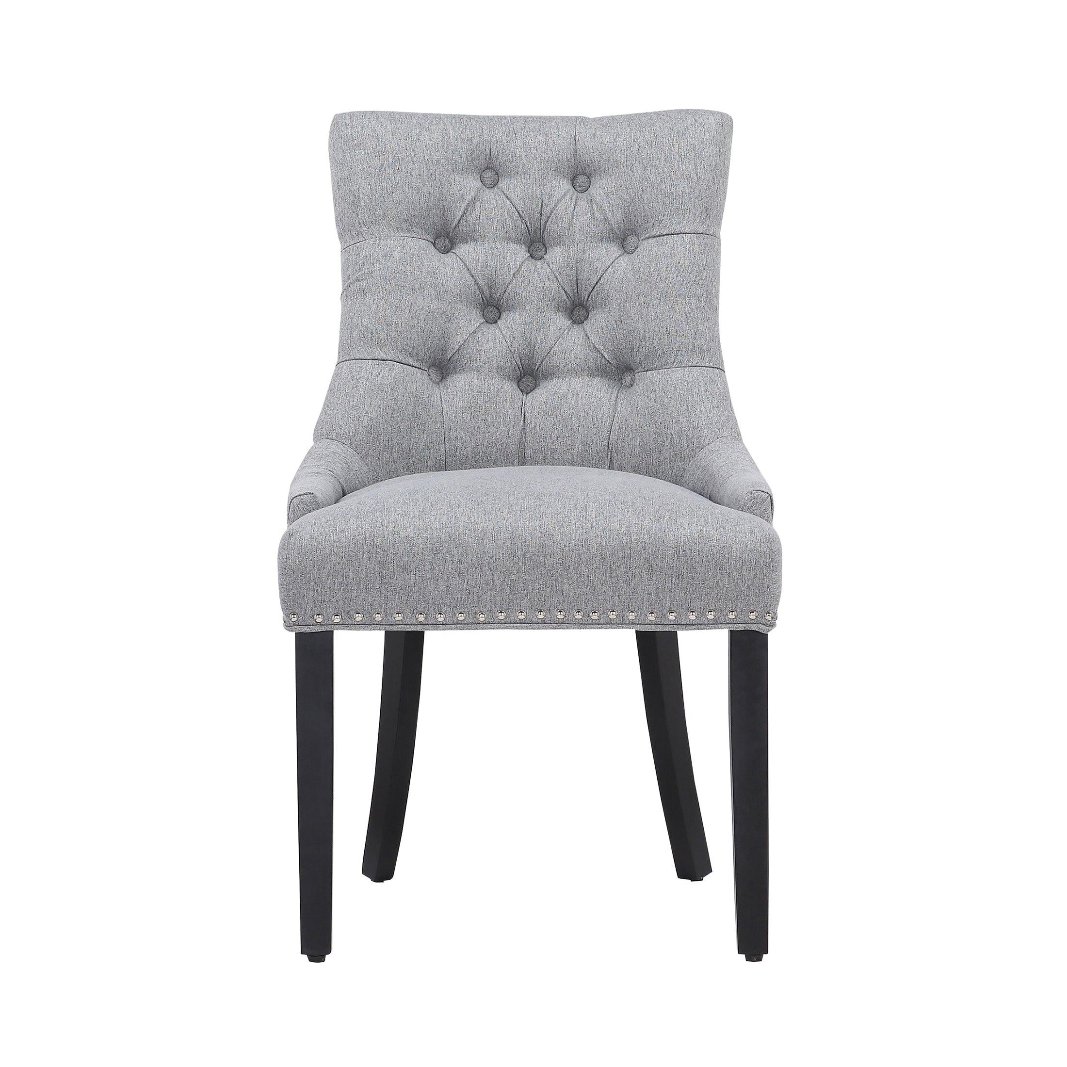 BELLMOUNT Upholstered Wingback Button Tufted Dining Chair, Gray