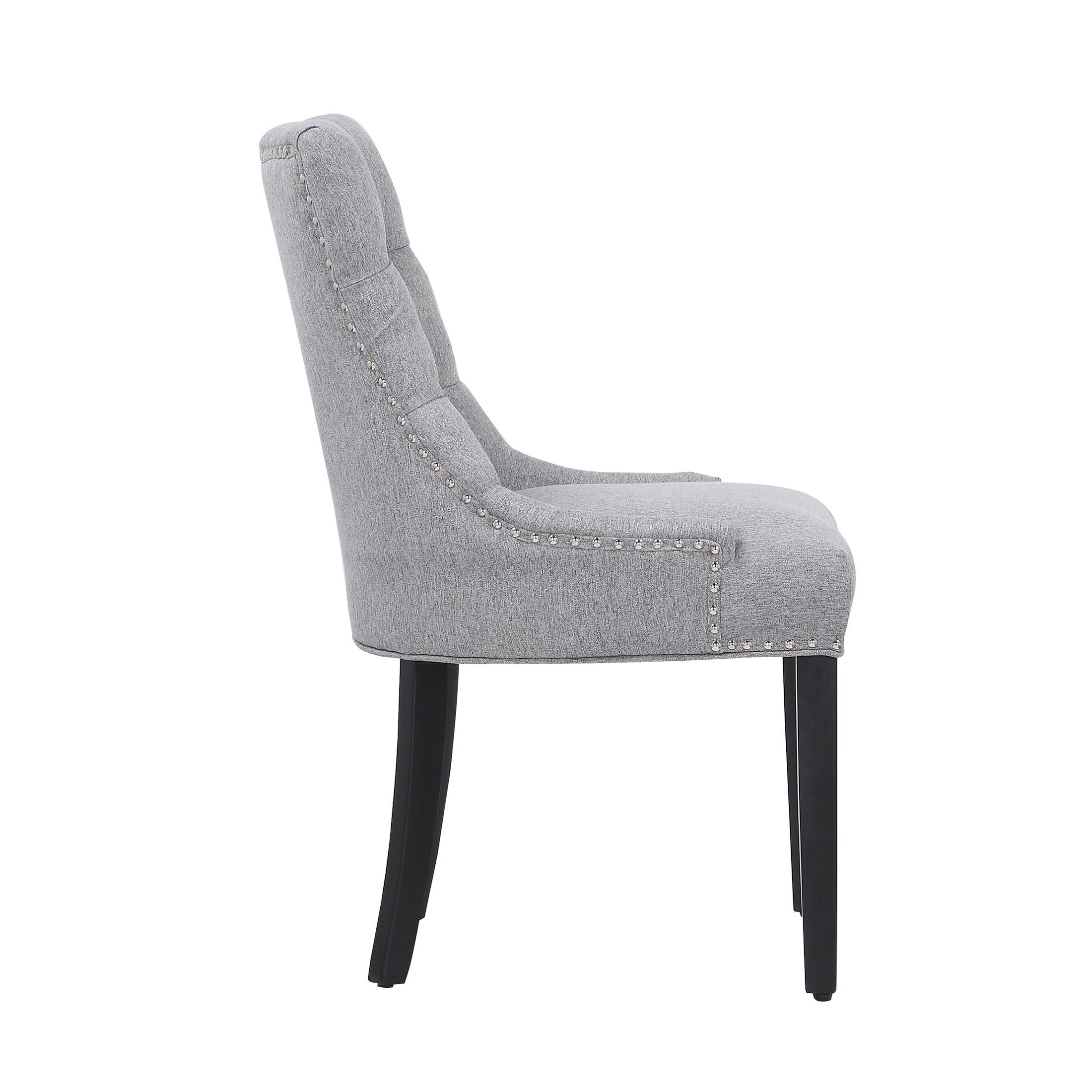 BELLMOUNT Upholstered Wingback Button Tufted Dining Chair, Gray