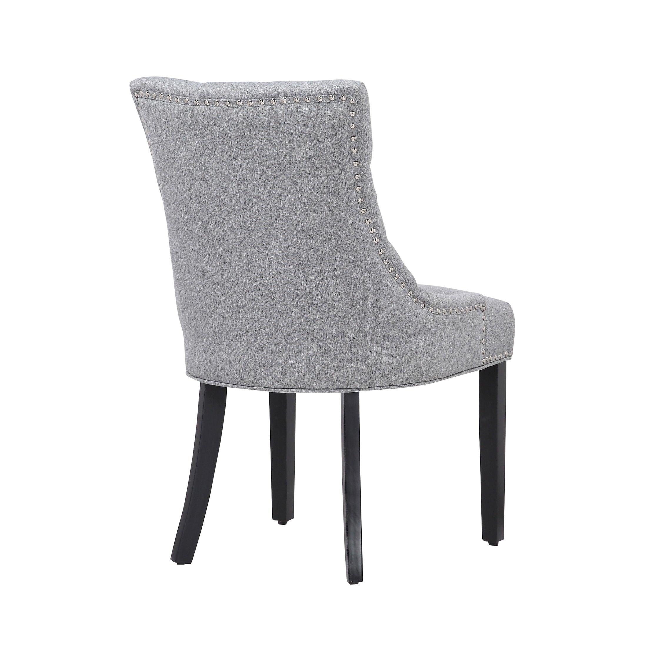 BELLMOUNT Upholstered Wingback Button Tufted Dining Chair, Gray