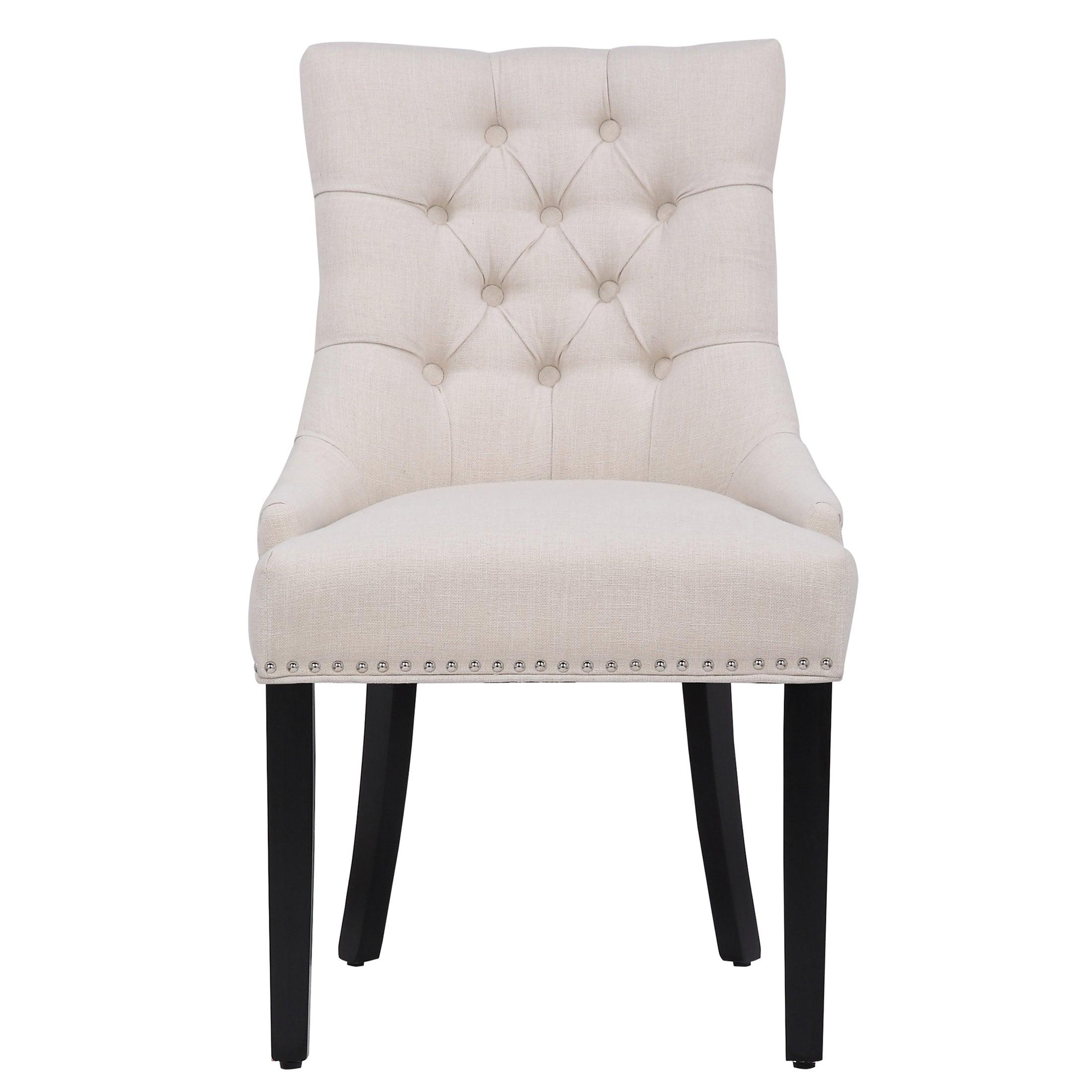 BELLMOUNT Upholstered Wingback Button Tufted Dining Chair, Beige