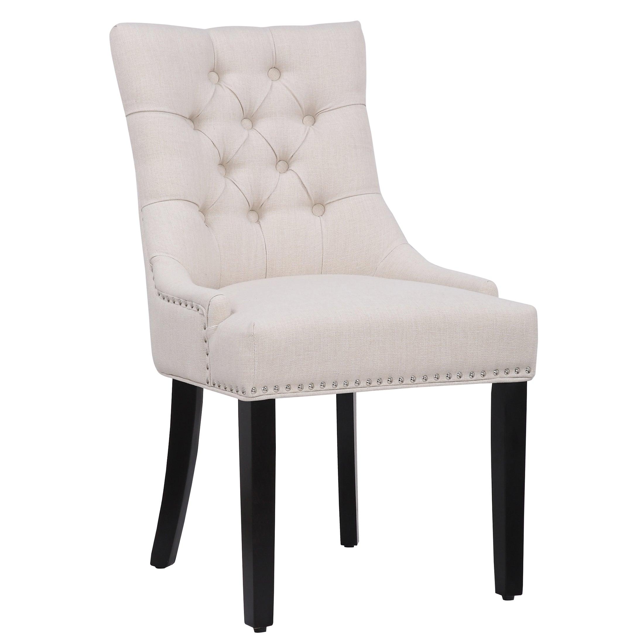 BELLMOUNT Upholstered Wingback Button Tufted Dining Chair, Beige