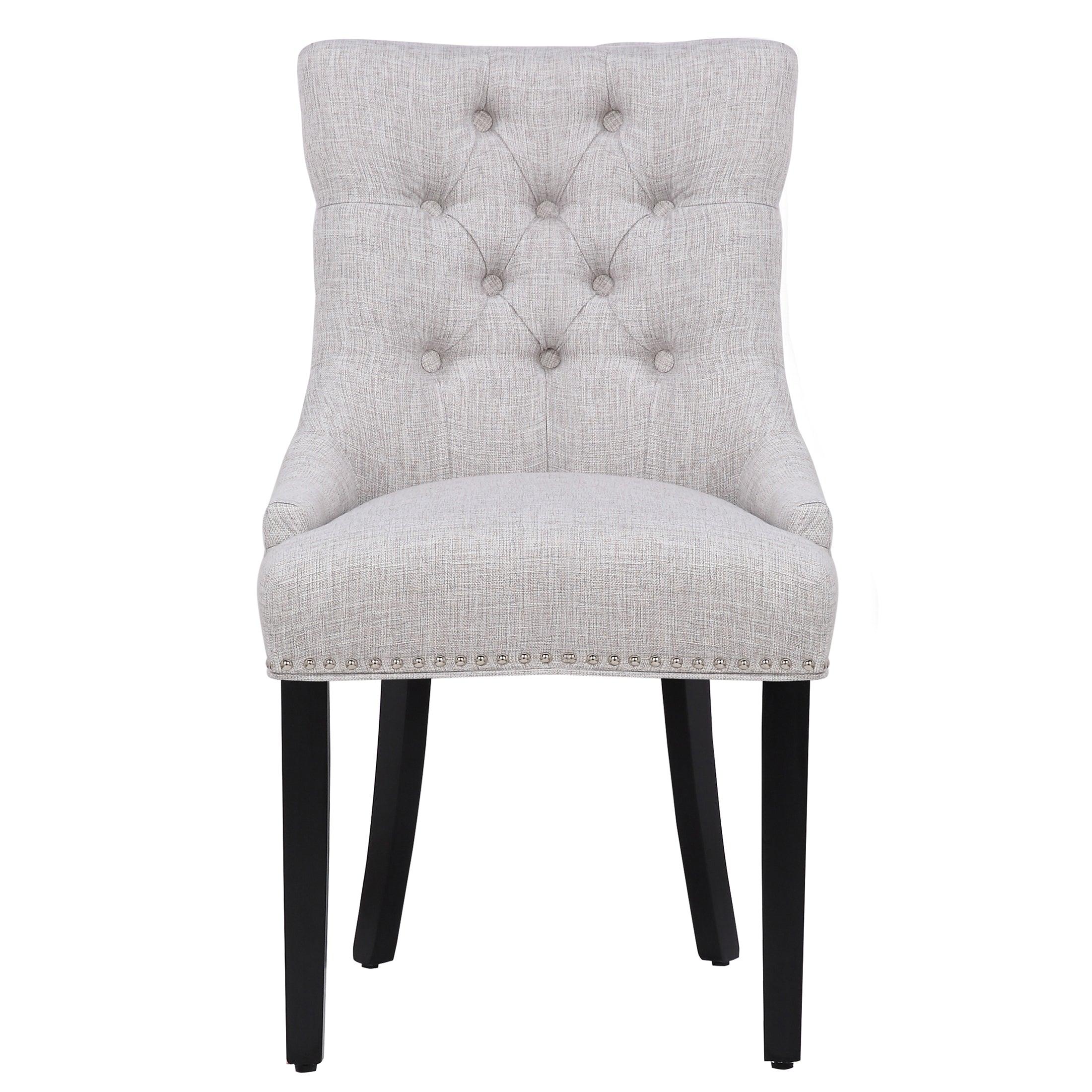 BELLMOUNT Upholstered Wingback Button Tufted Dining Chair, Light Gray