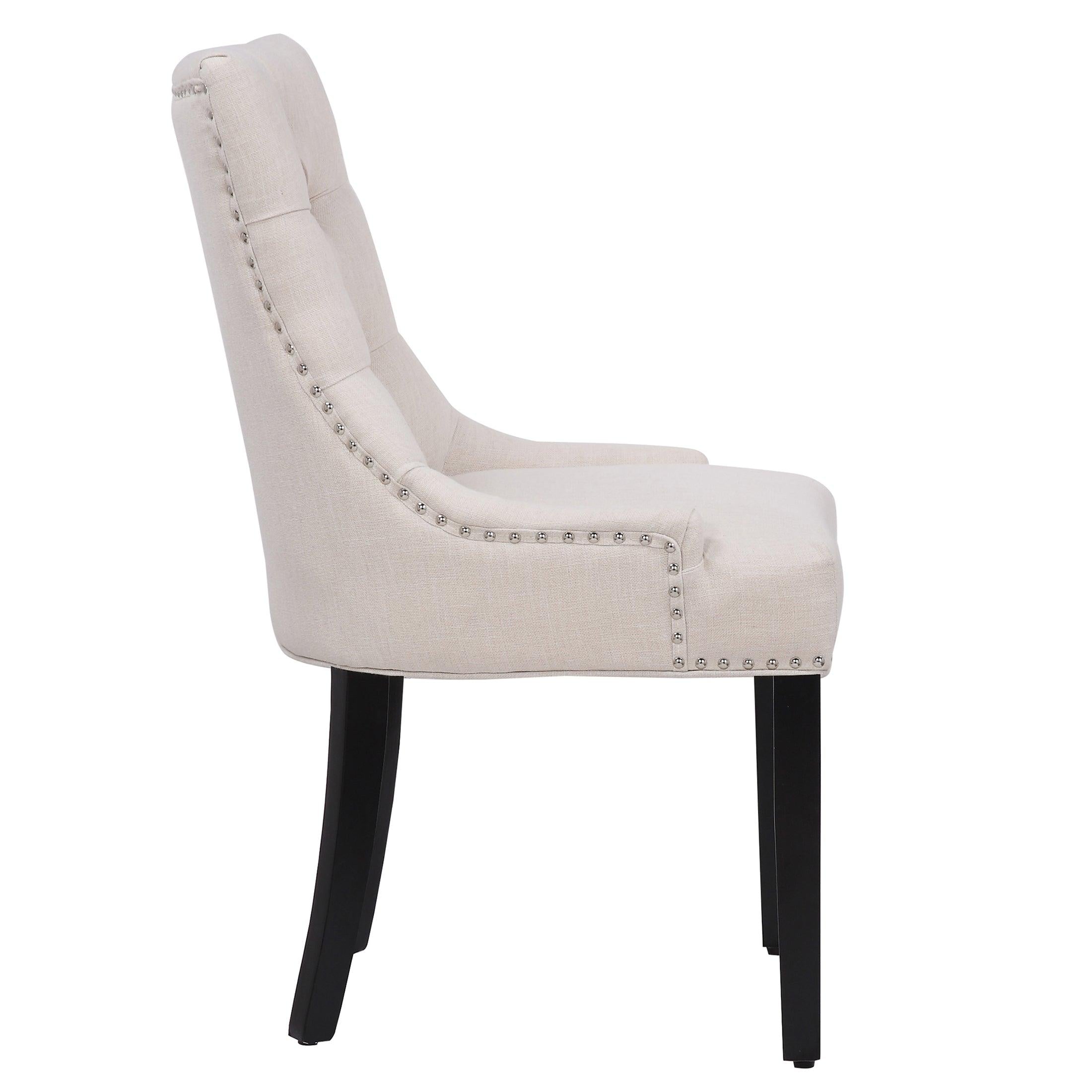 BELLMOUNT Upholstered Wingback Button Tufted Dining Chair, Beige